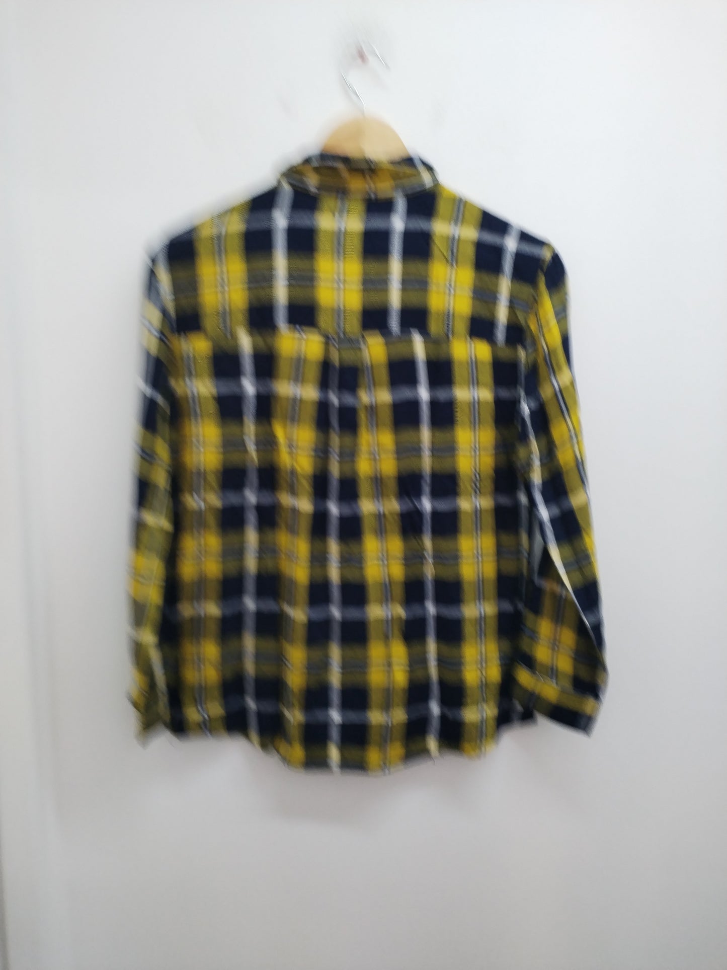 Chemise Kiabi jaune et marine à carreaux Taille 14 Ans