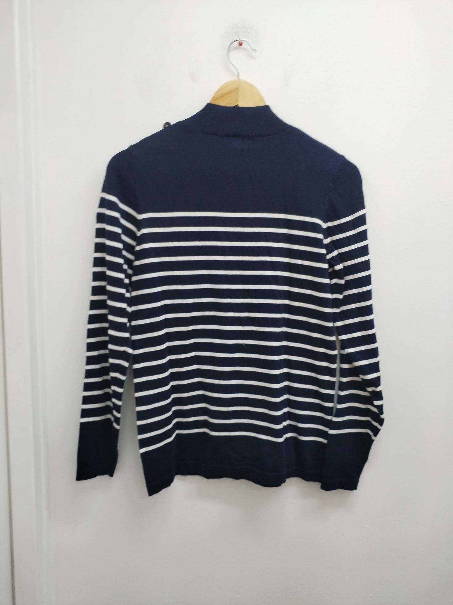Pull fin Terre de Marins rayé marine et blanc Taille M