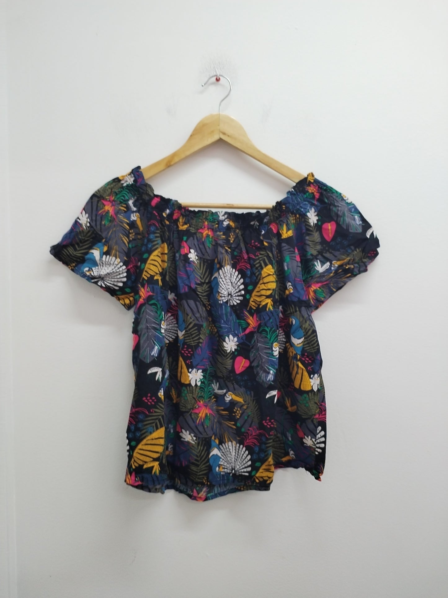 Tunique manches courtes Gémo noire imprimée Taille 38