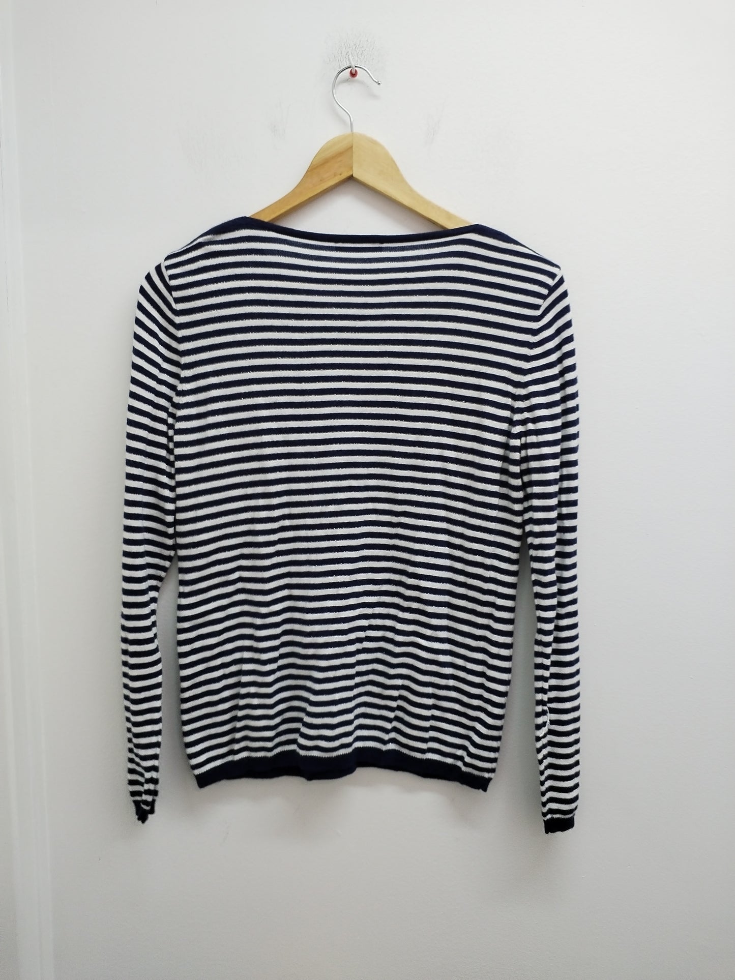 Pull fin Diane Laury rayé marine et blanc Taille M
