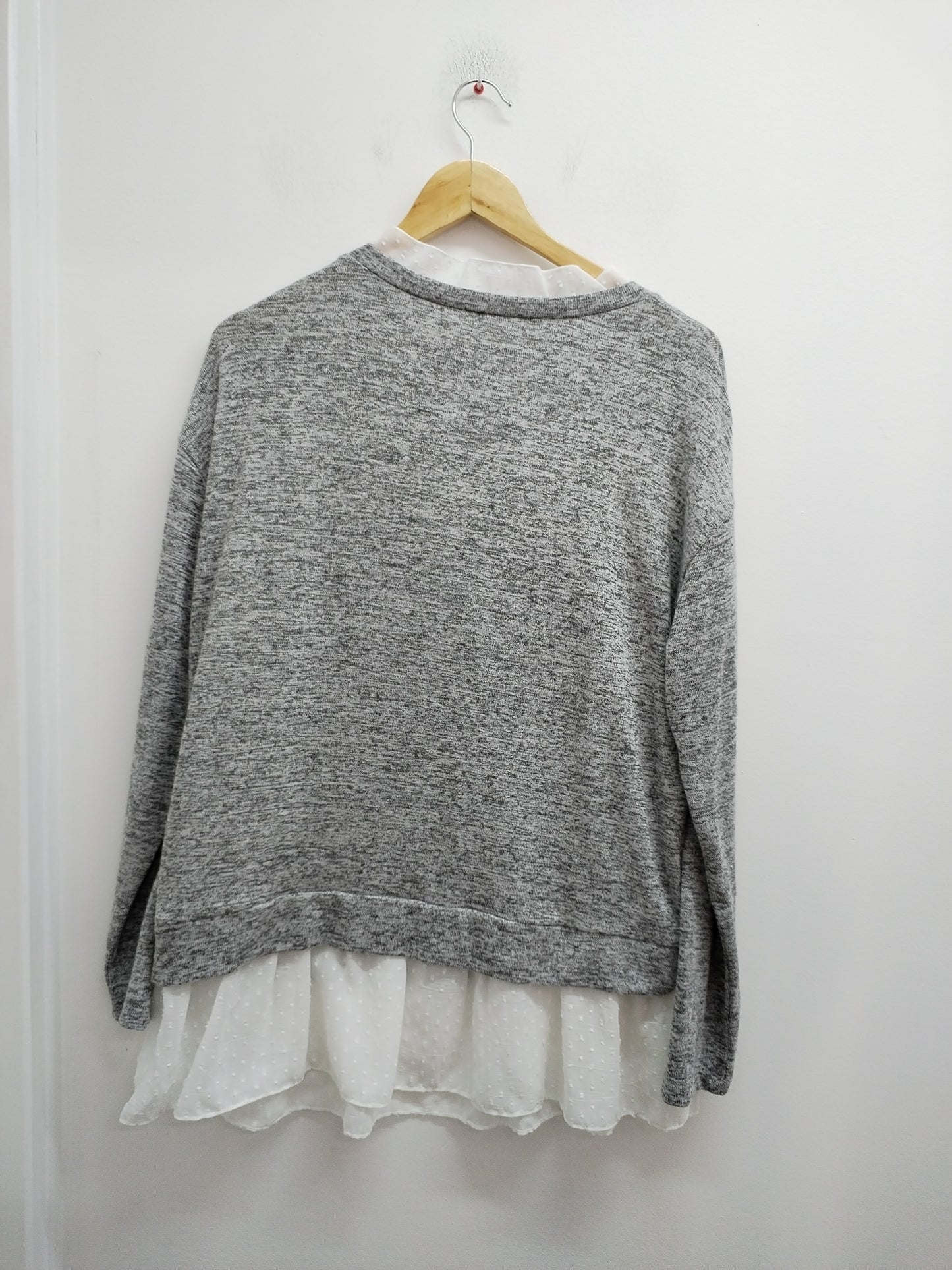 Pull chemise gris chiné et blanc Taille XL