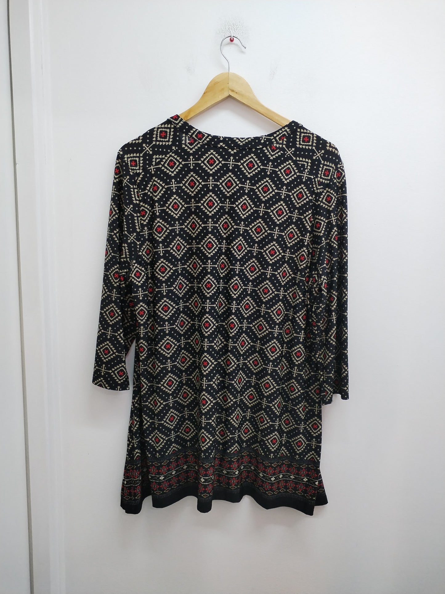 Tunique manches 3/4 noire imprimée Taille XL