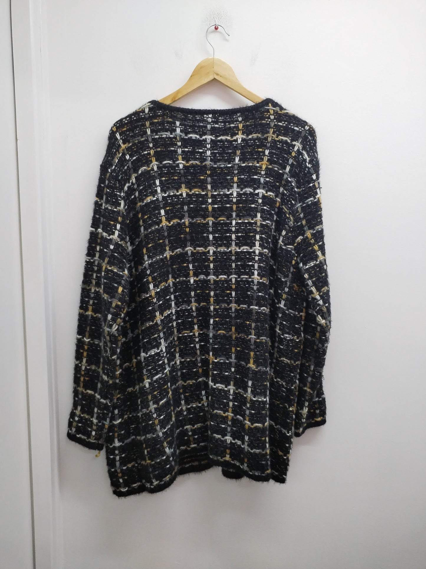 Gilet long grosses mailles noir et argenté Taille XL/XXL