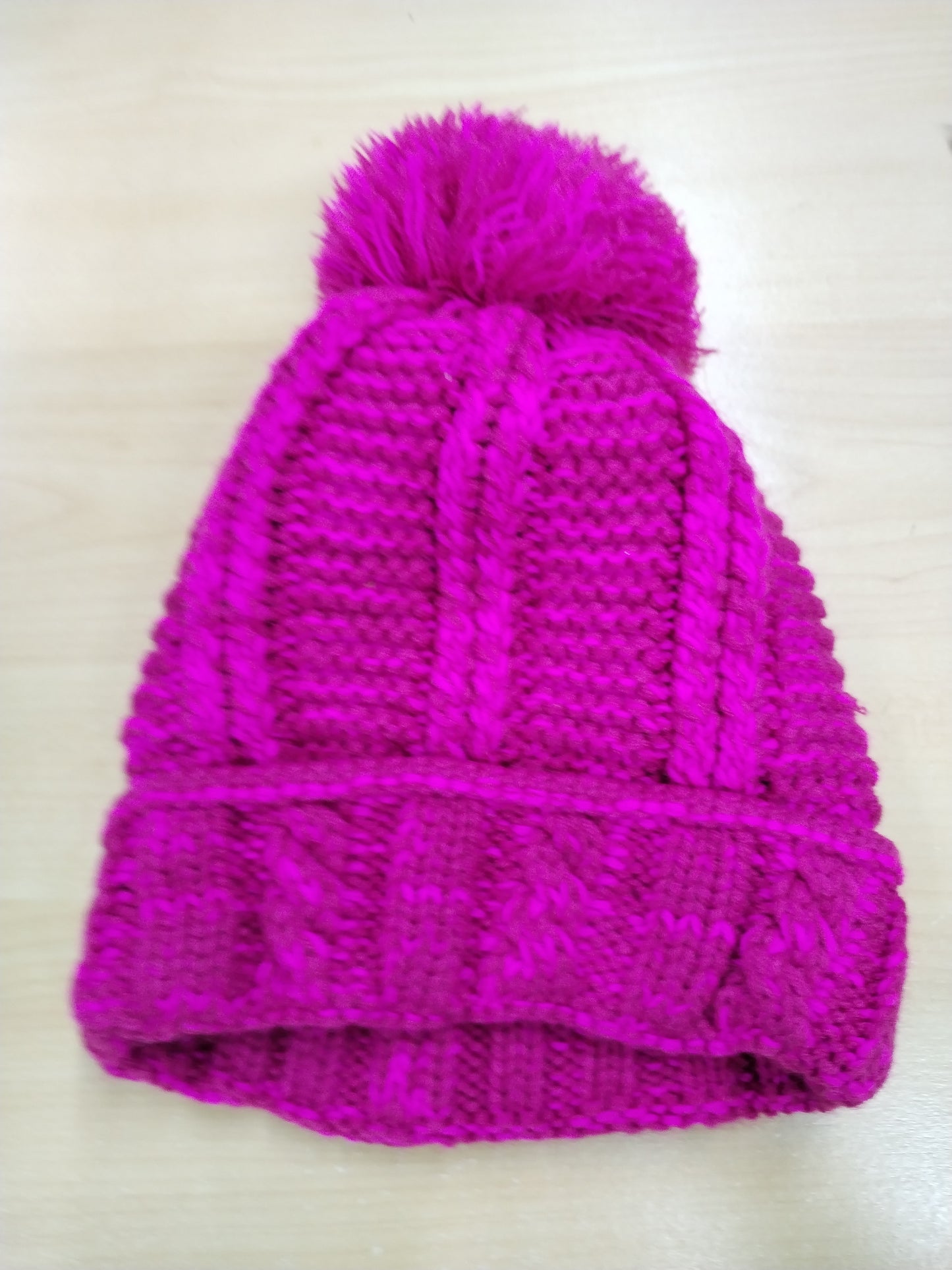 Bonnet rose fuchsia doublé polaire Taille Unique