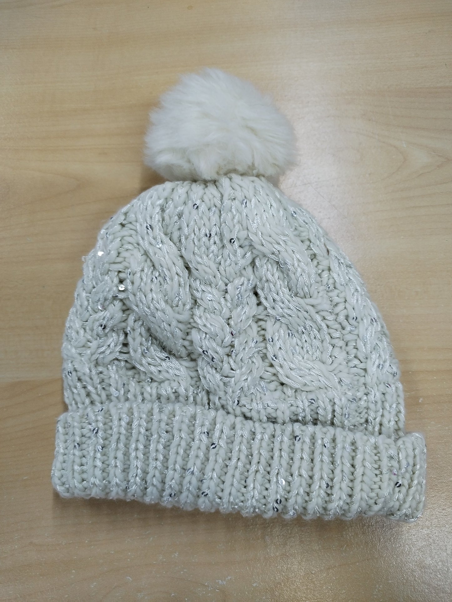 Bonnet DPAM beige avec sequins argentés Taille 6/8 Ans