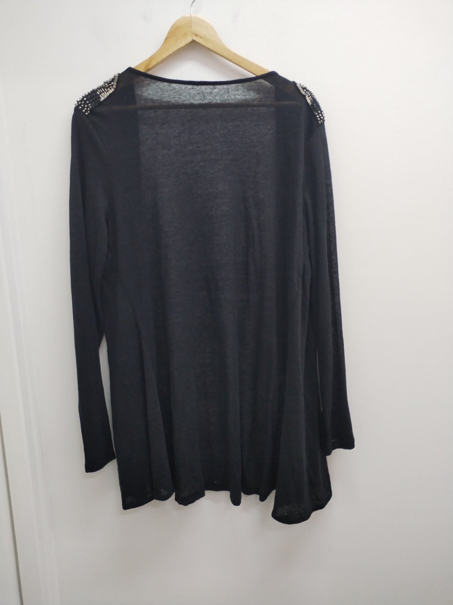 Gilet long noir avec strass Taille L