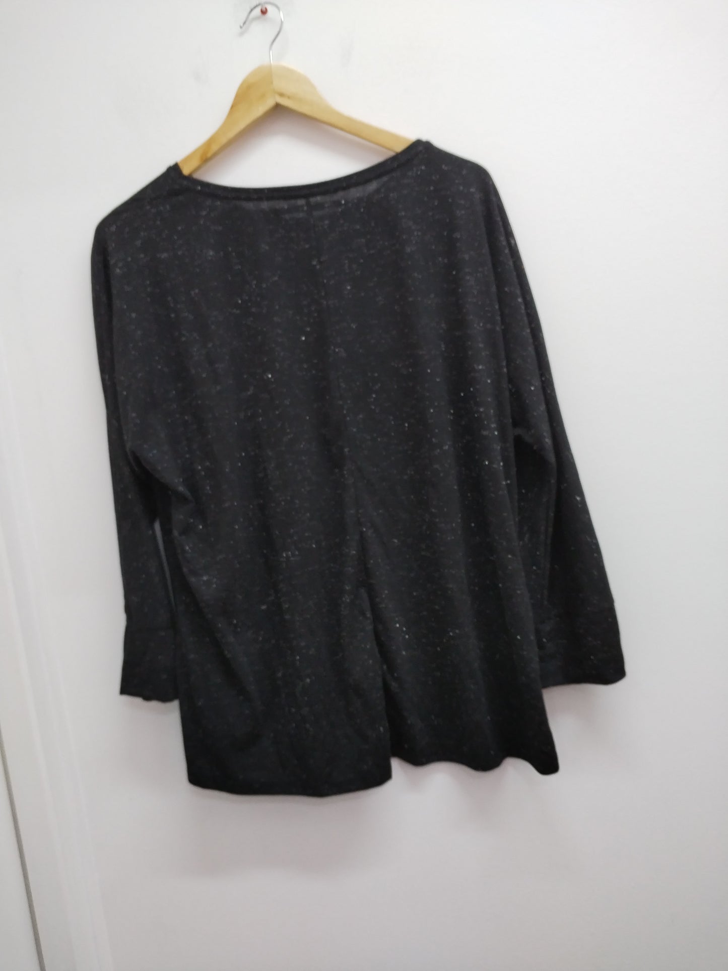 T-shirt manches longues noir et argenté avec impression taille 2XL