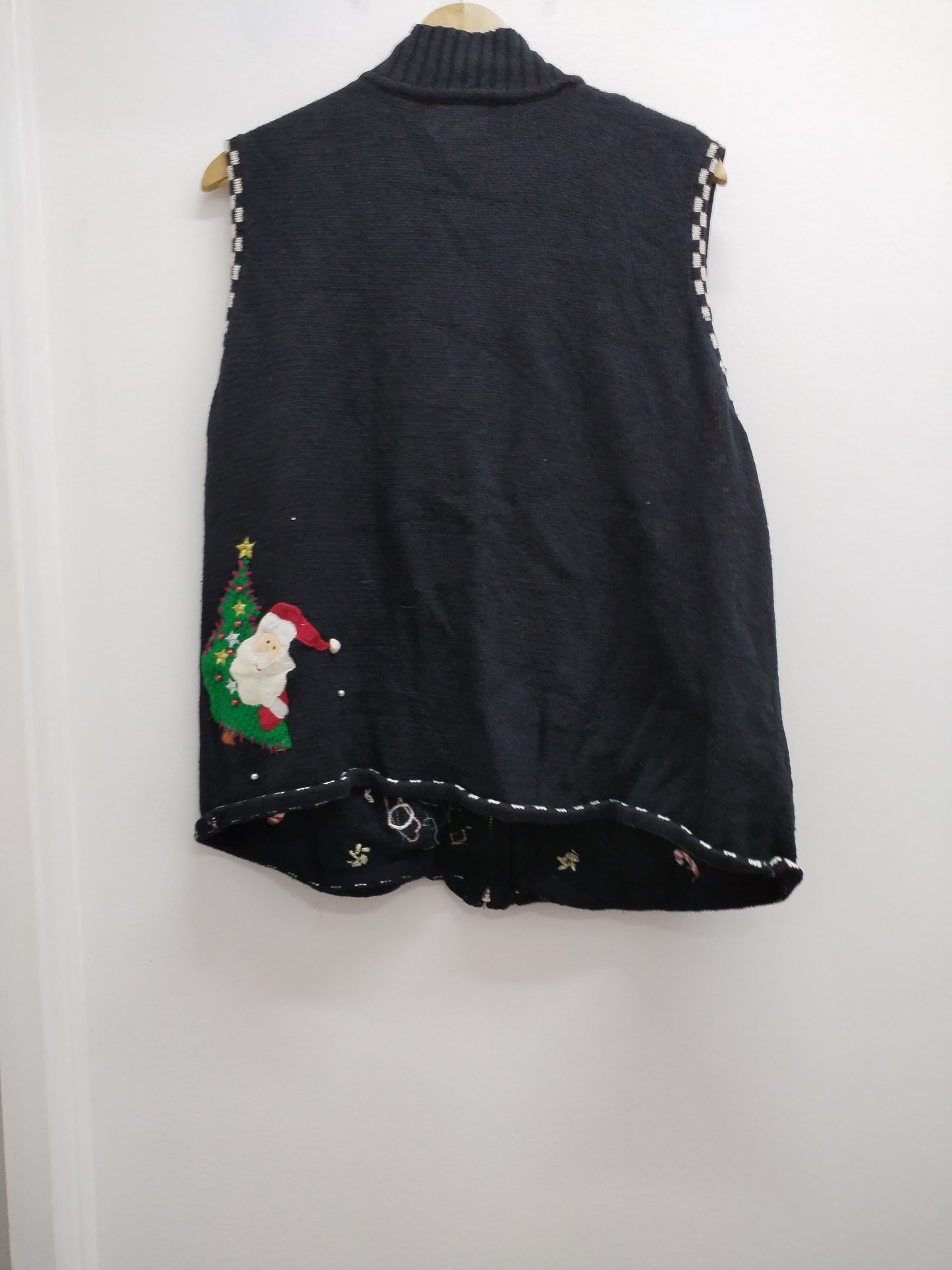 Gilet vintage sans manche Studio Joy noir avec broderie Taille XL