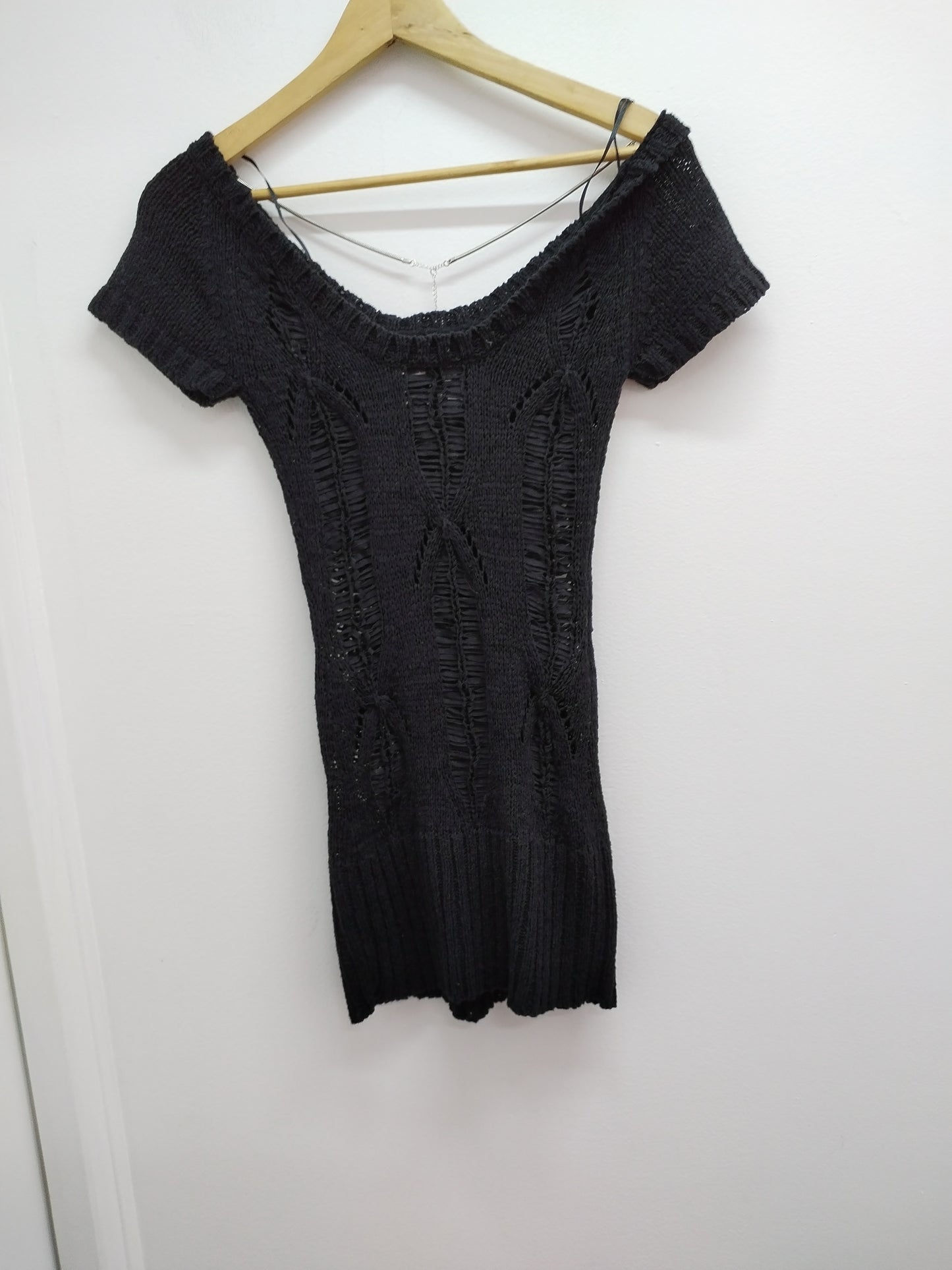 Robe manches courtes mailles ajourées No Excuse noire Taille 34/36