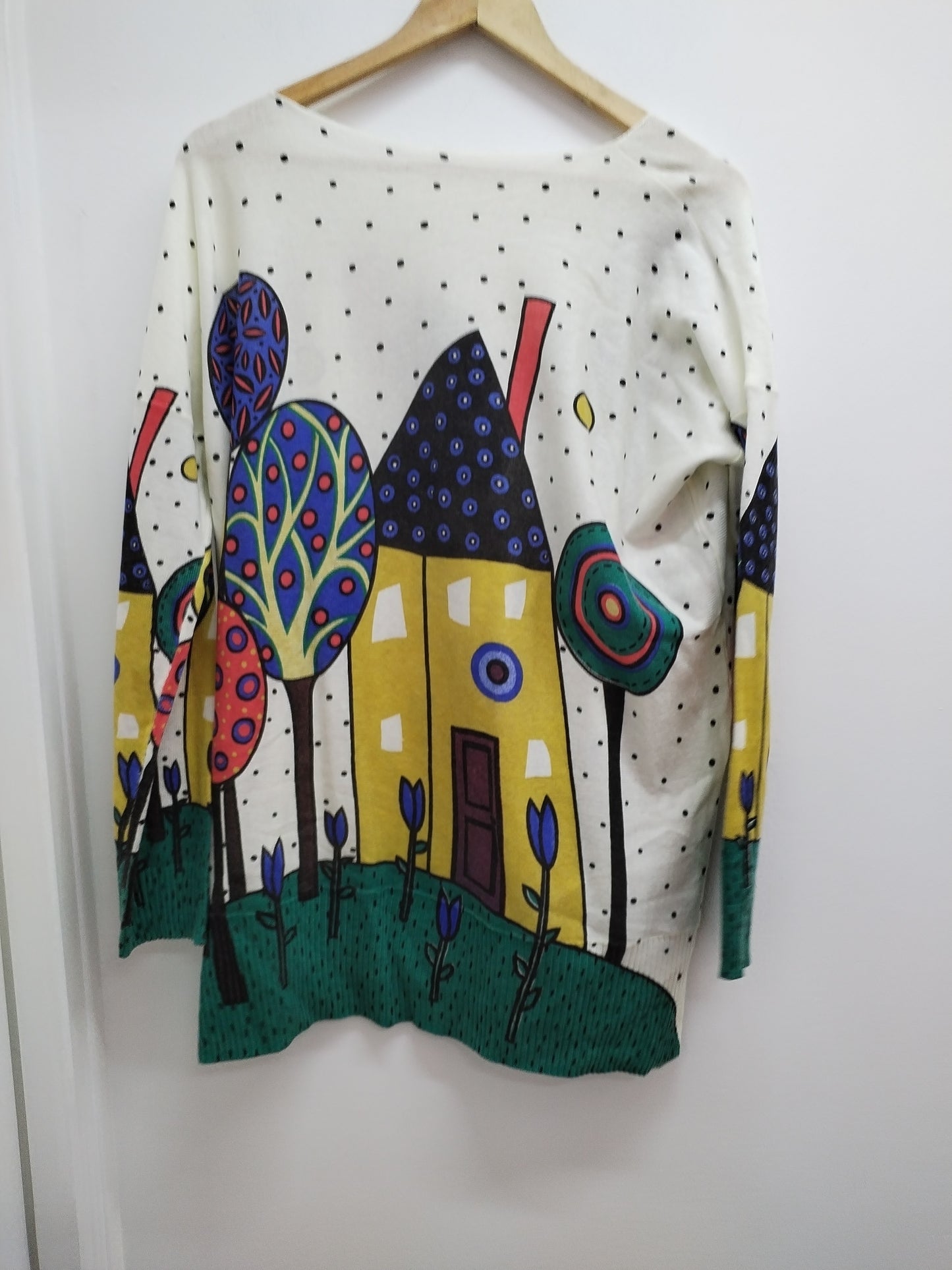 Pull fin J&J Fashion blanc imprimé avec strass Taille 2/3XL