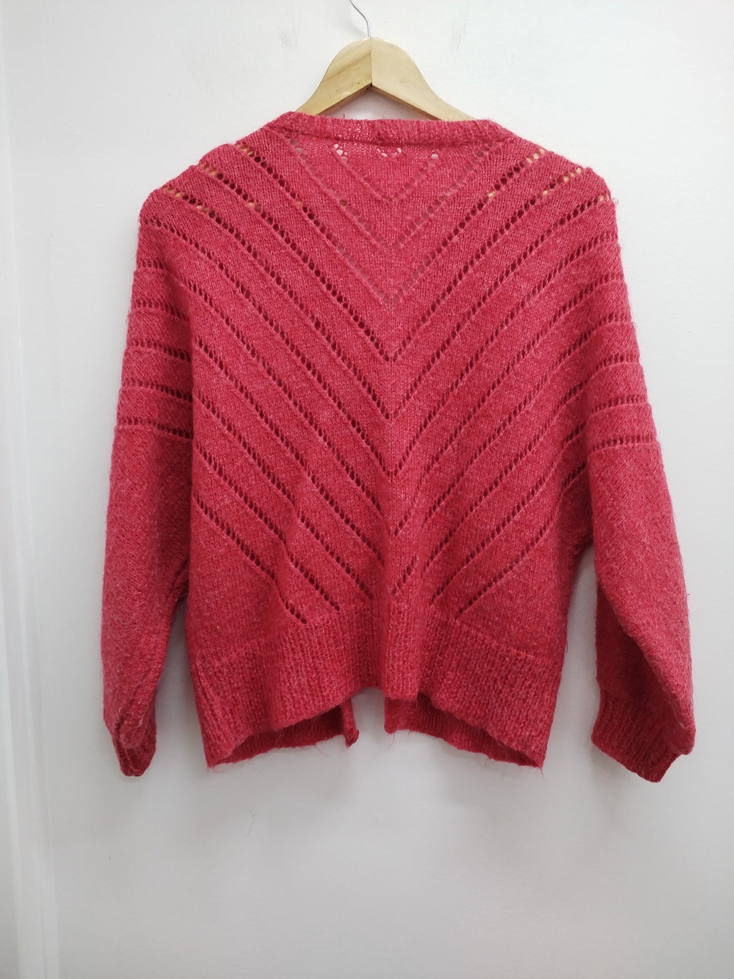 Gilet mailles ajourées rouge Taille L