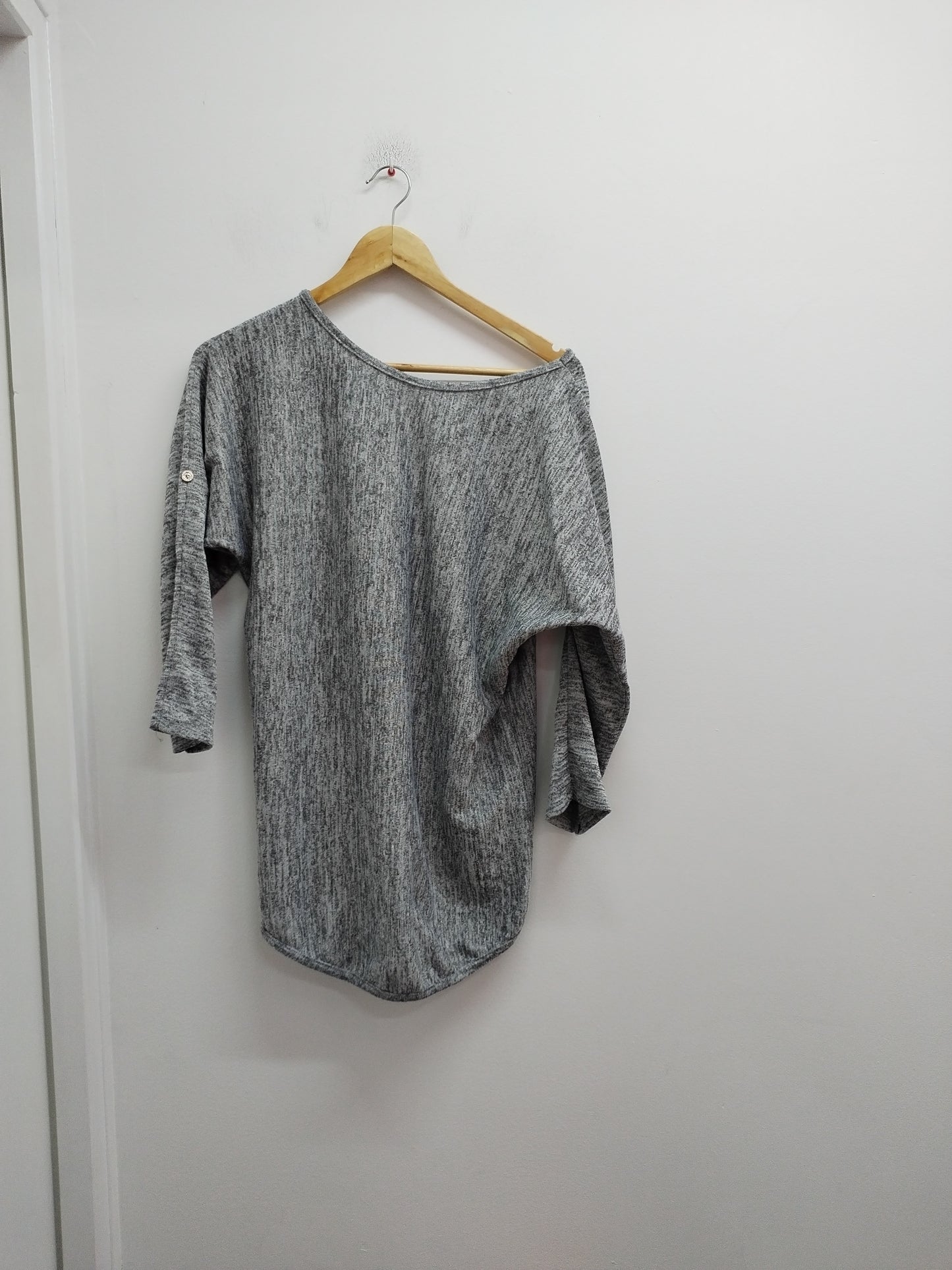 Pull fin manches 3/4 gris chiné Taille M
