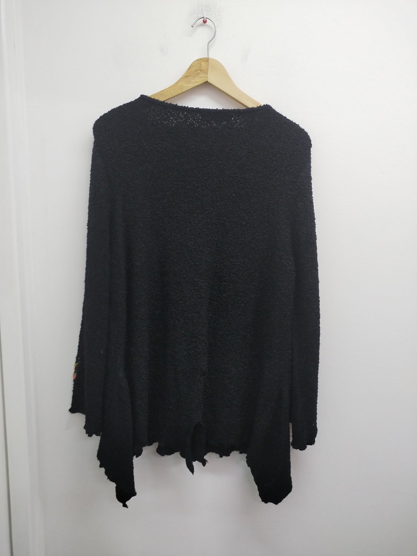 Gilet maille chenille Purple Rose noir avec broderie Taille L