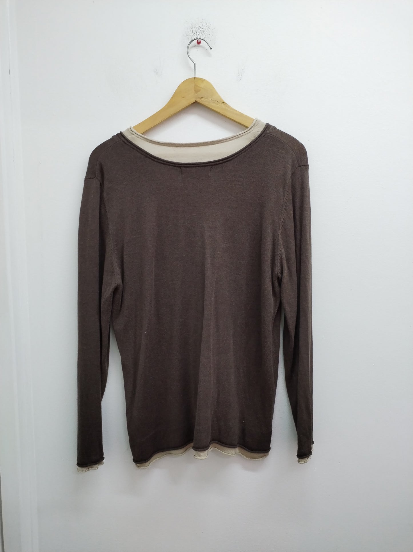 Pull fin Soie Pour Soi beige et marron Taille L/XL