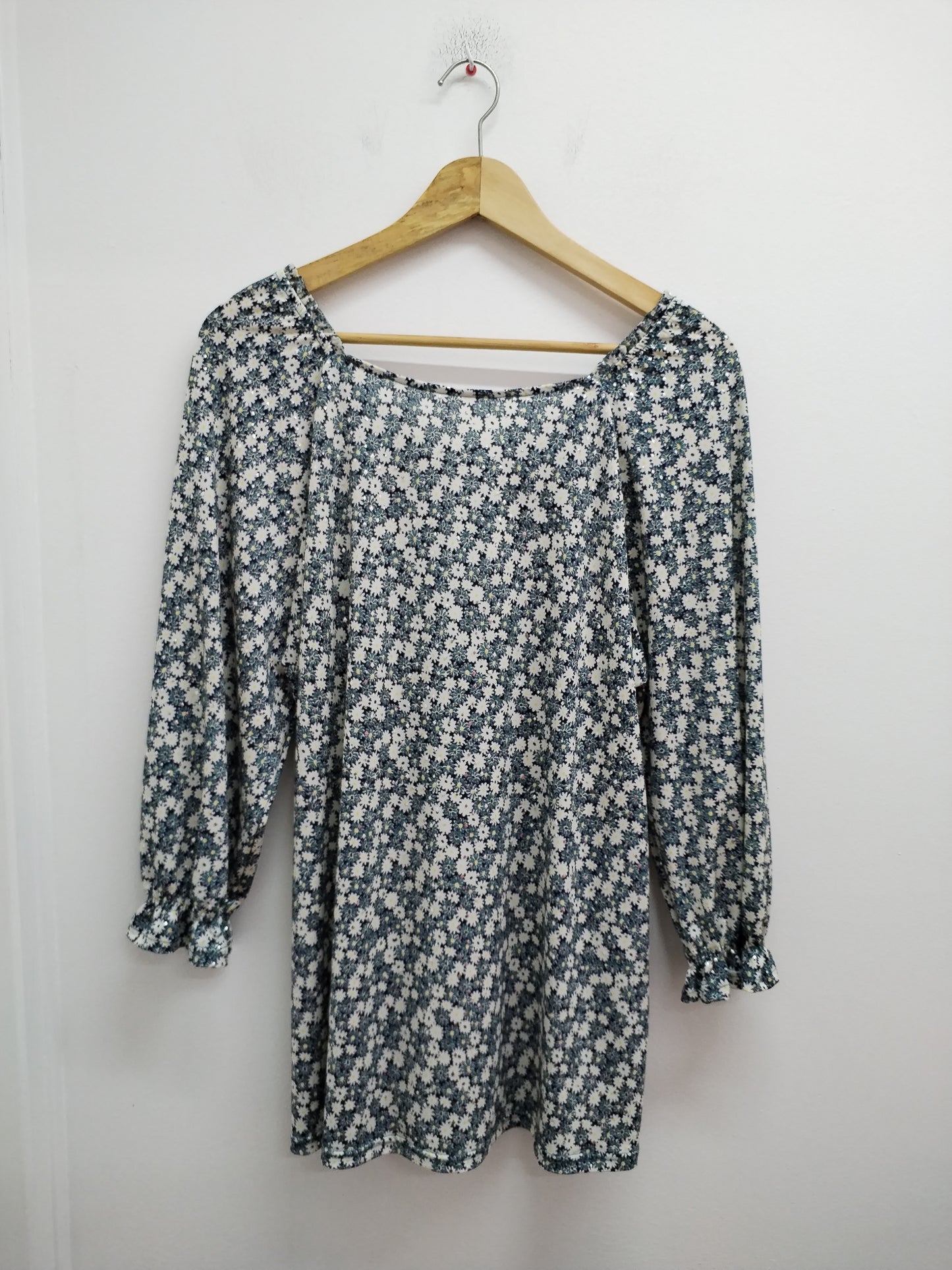 Tunique manches 3/4 fleurie et argentée Taille XL