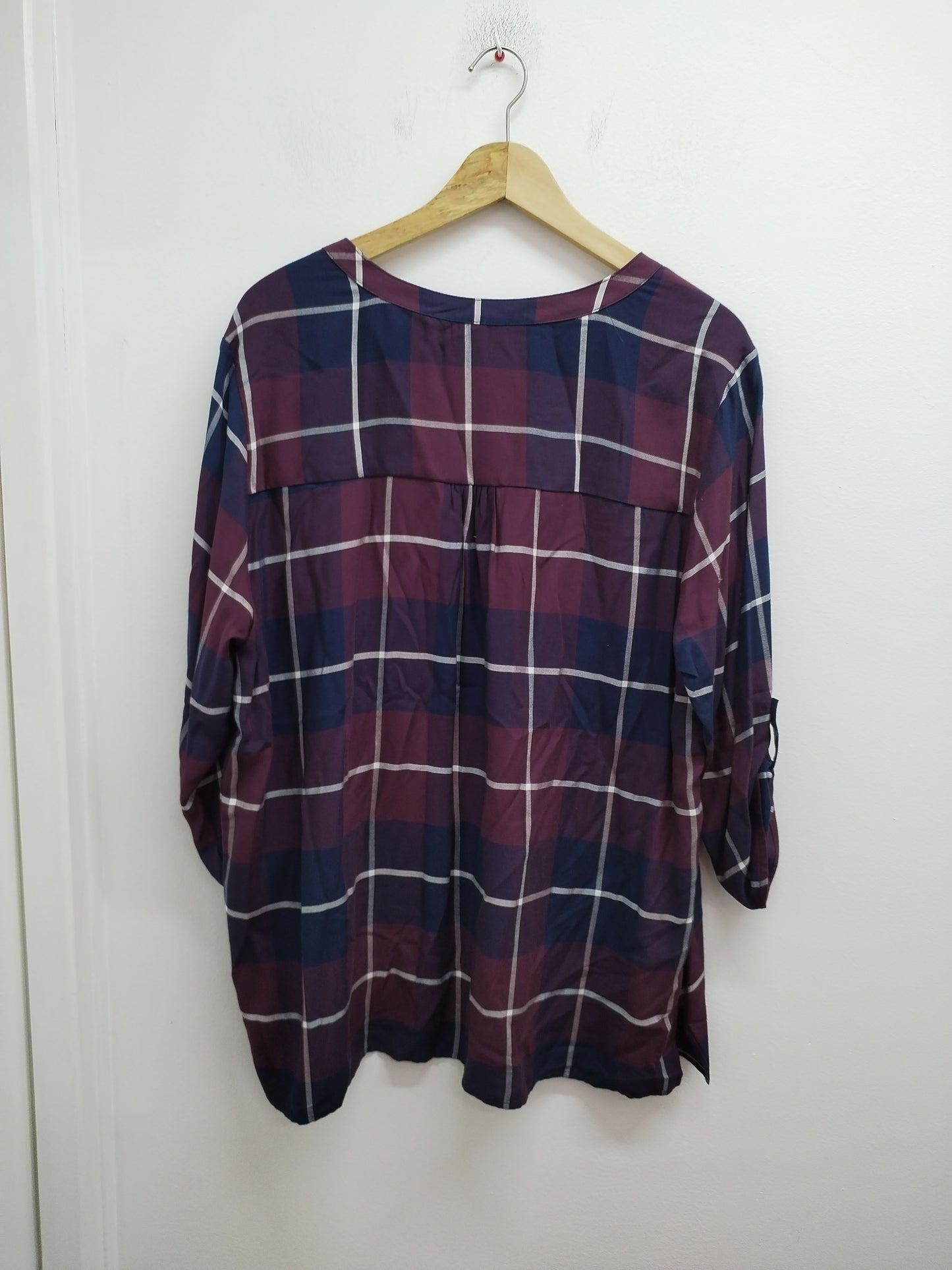 Tunique manches 3/4 à marine et bordeaux à carreaux Taille XL
