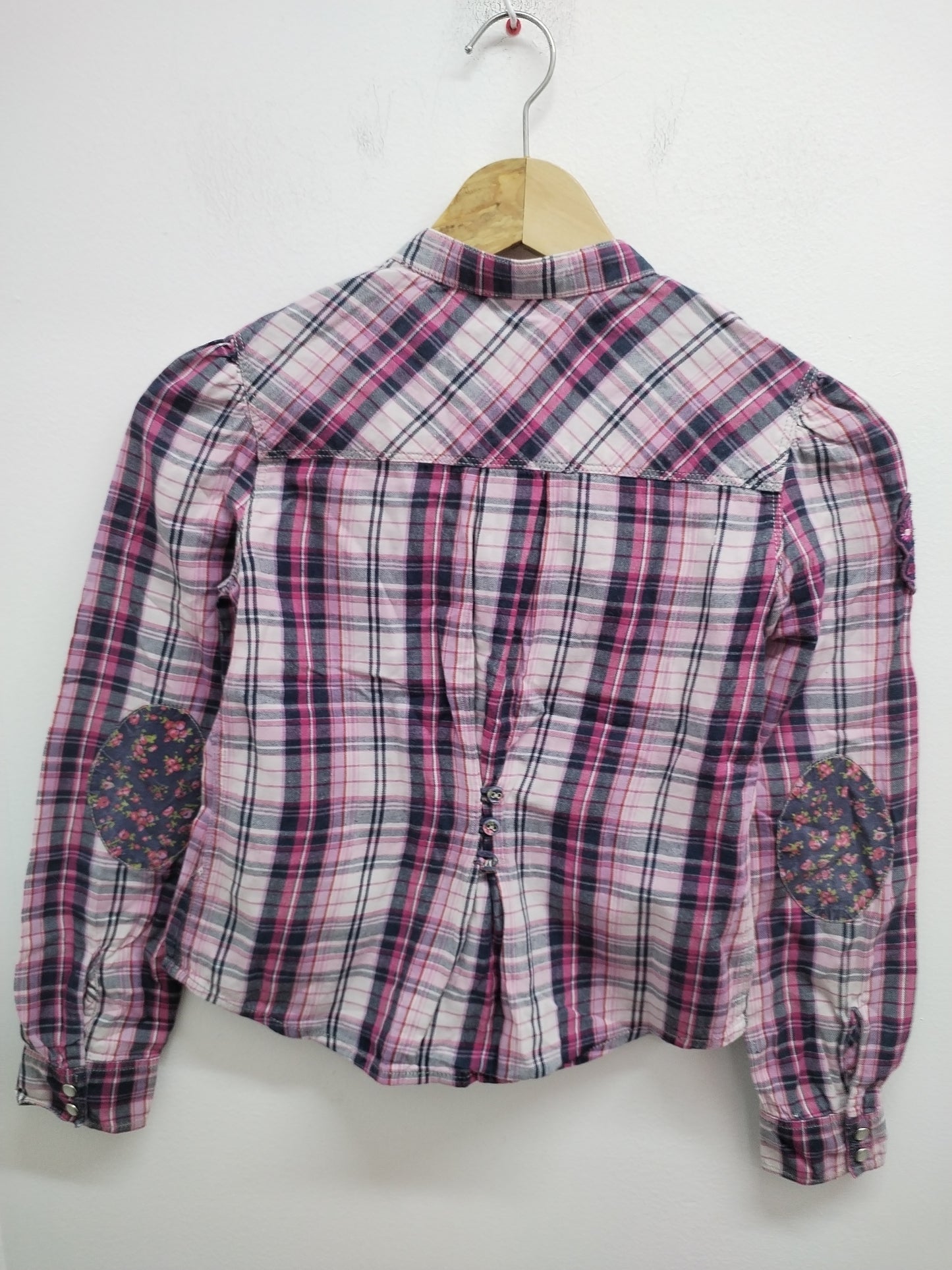 Chemise manches longues Catimini rose à carreaux Taille 10 Ans