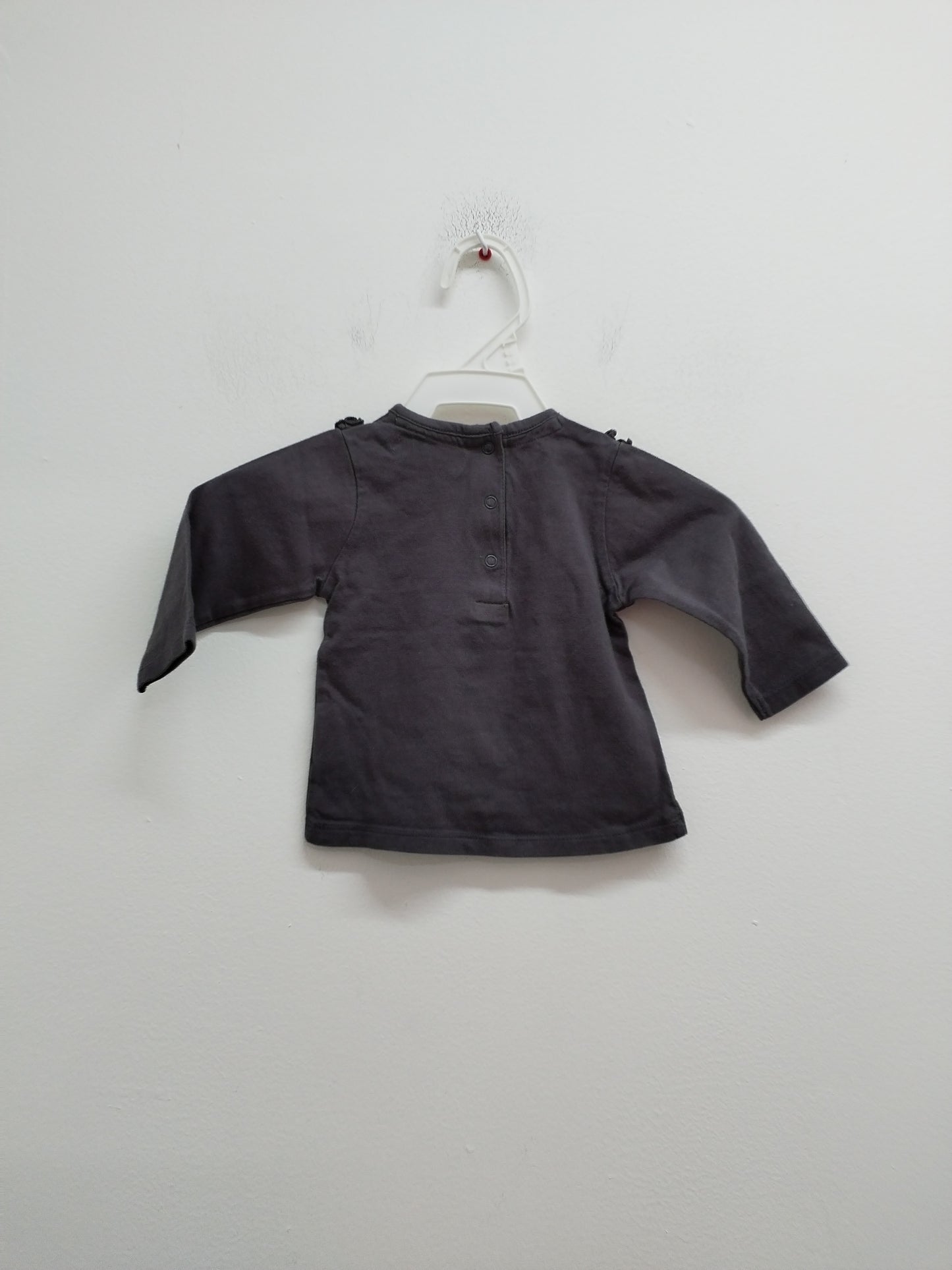 T-shirt manches longues Mes Petits Cailloux gris avec impression Taille 6 Mois