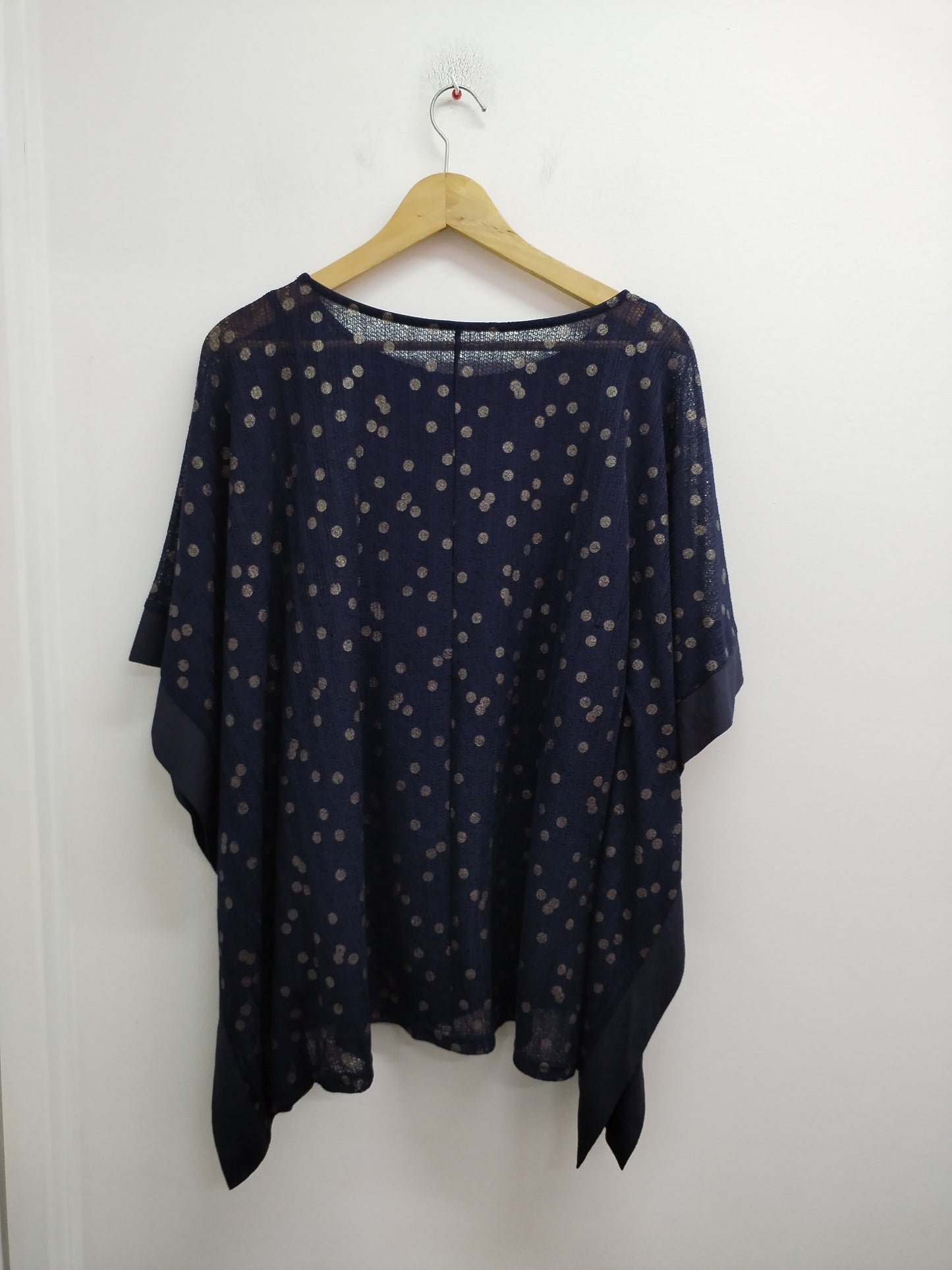 Tunique manches chauve-souris marine à pois Taille 2XL