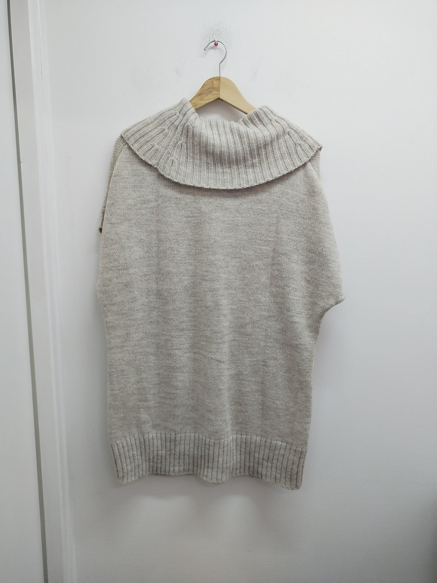 Robe pull Canda manches courtes avec col beige chiné Taille XL