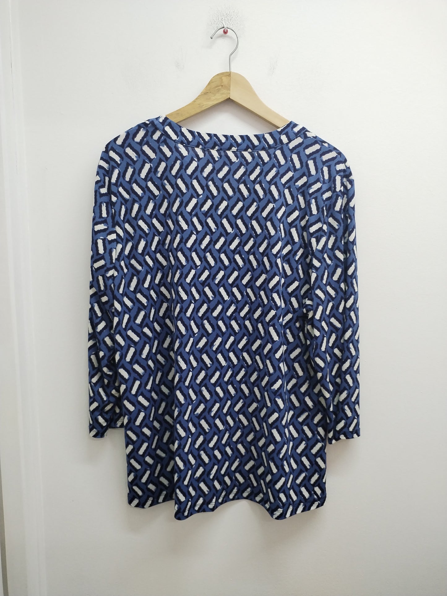 Tunique manches 3/4 bleue et blanche à motifs Taille XL