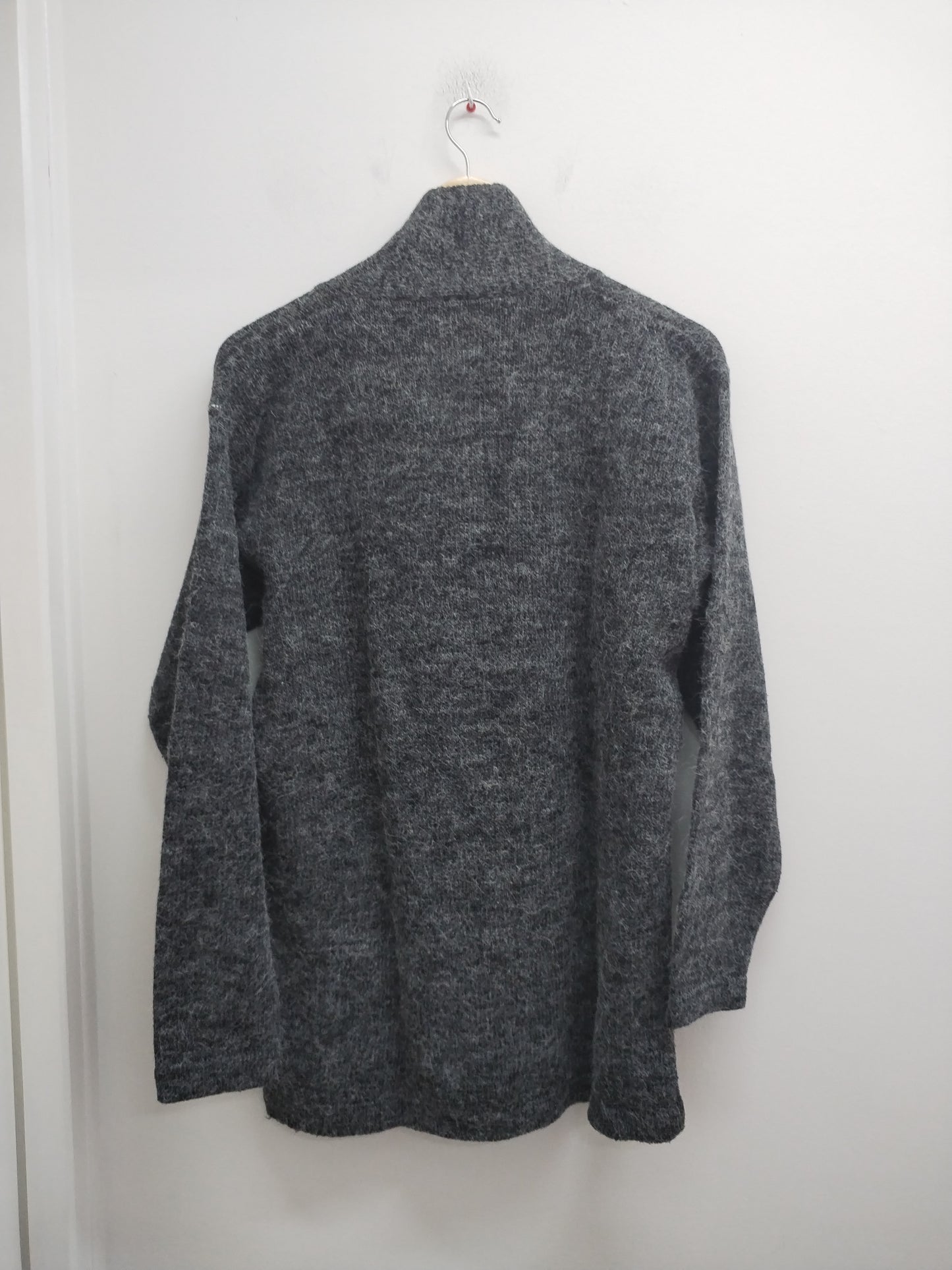 Pull avec col châle maille poilue gris anthracite Taille 44