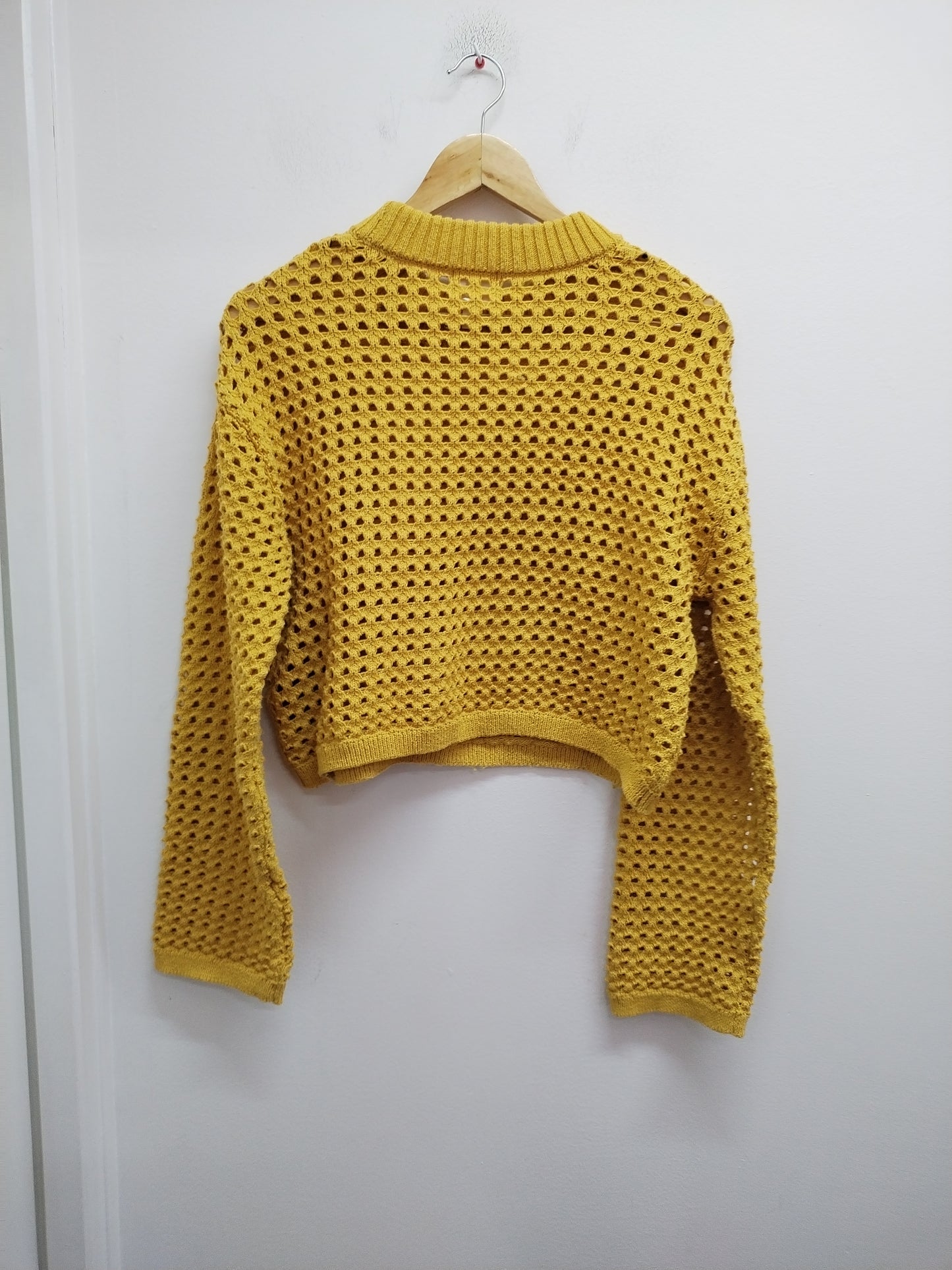Pull court mailles ajourées H&M jaune Taille S