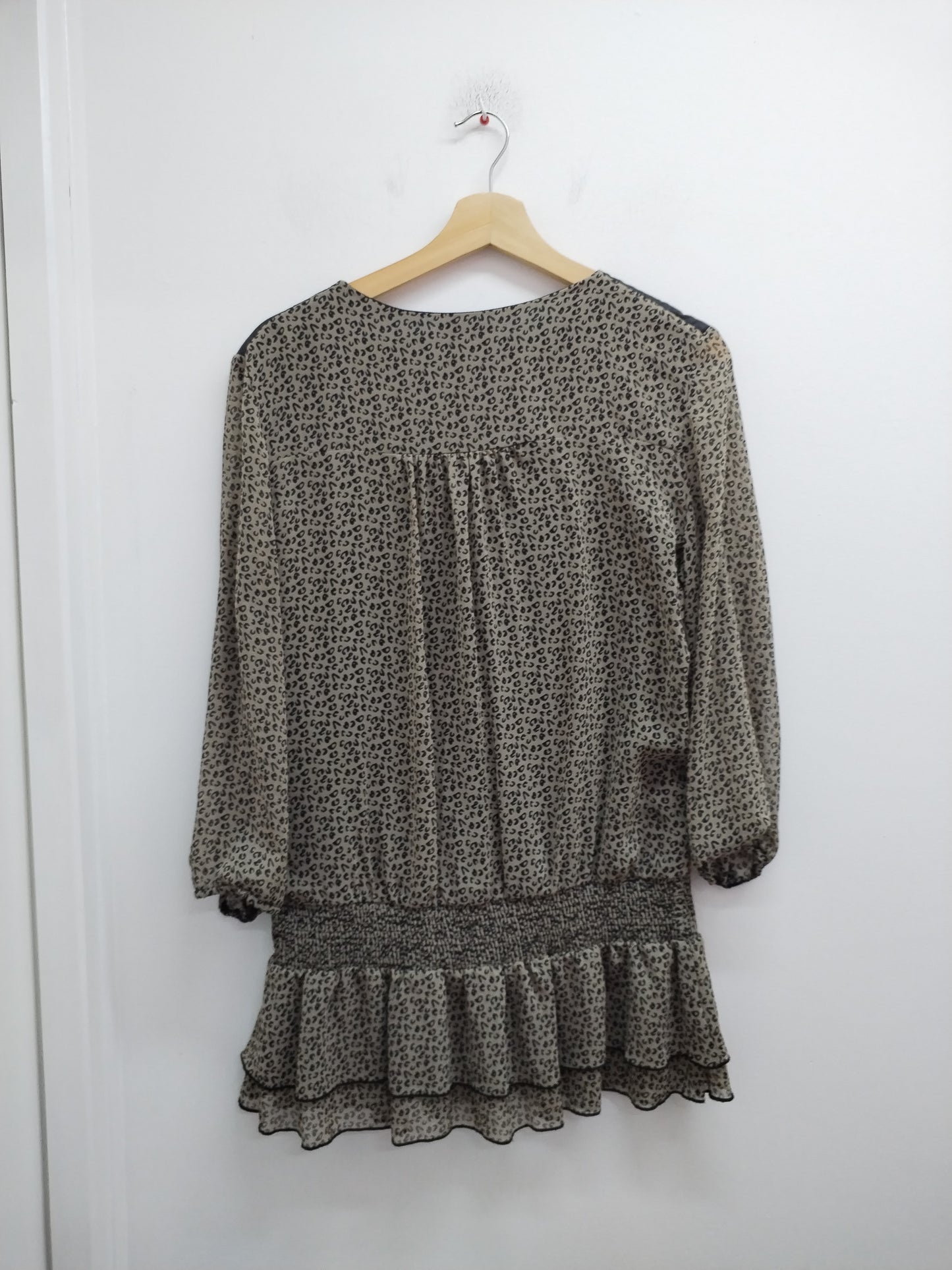 Tunique manches 3/4 Bréal marron et noire à motifs Taille 42