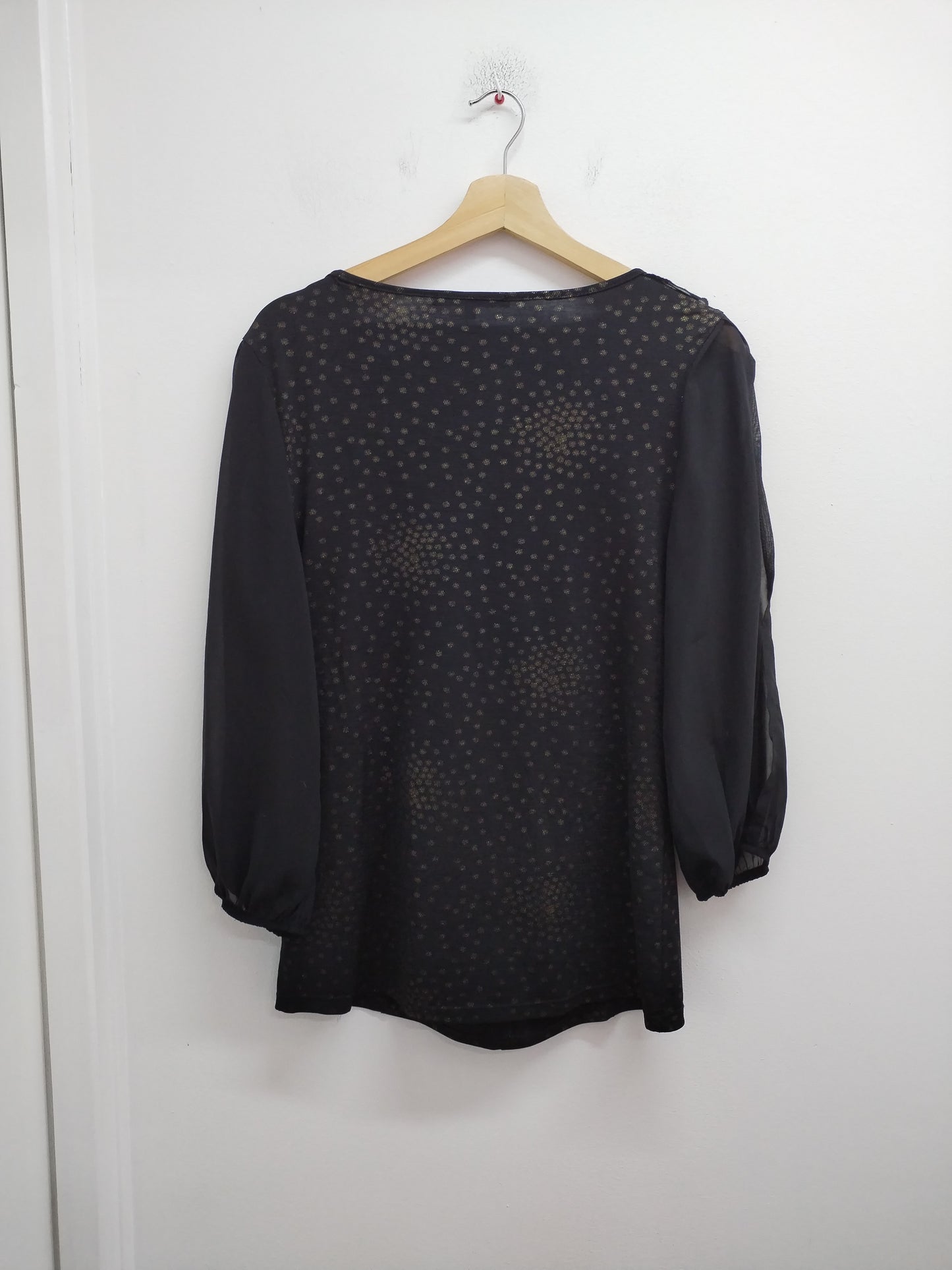 Tunique manches 3/4 Patrice Bréal noire à pois dorés Taille XL