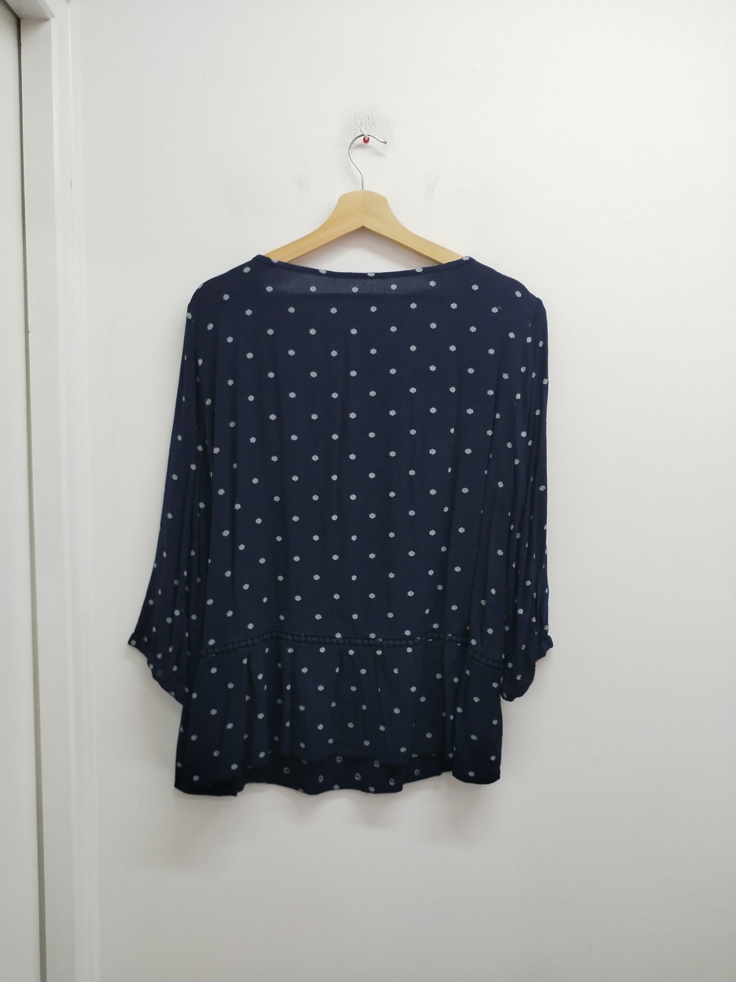 Tunique manches 3/4 bleue marine à pois Taille 2XL