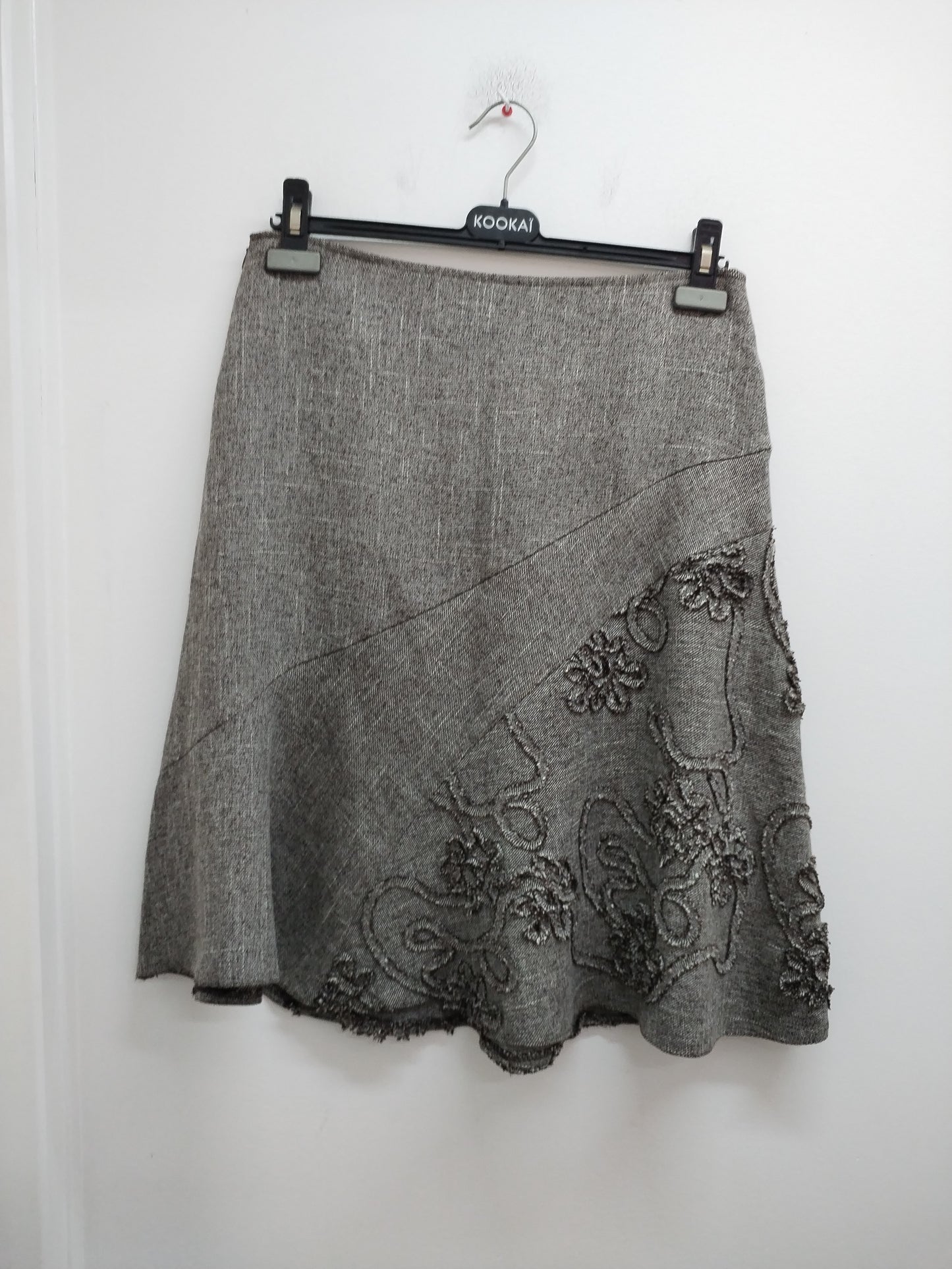 Jupe Patrice Bréal marron chiné avec broderie Taille 40