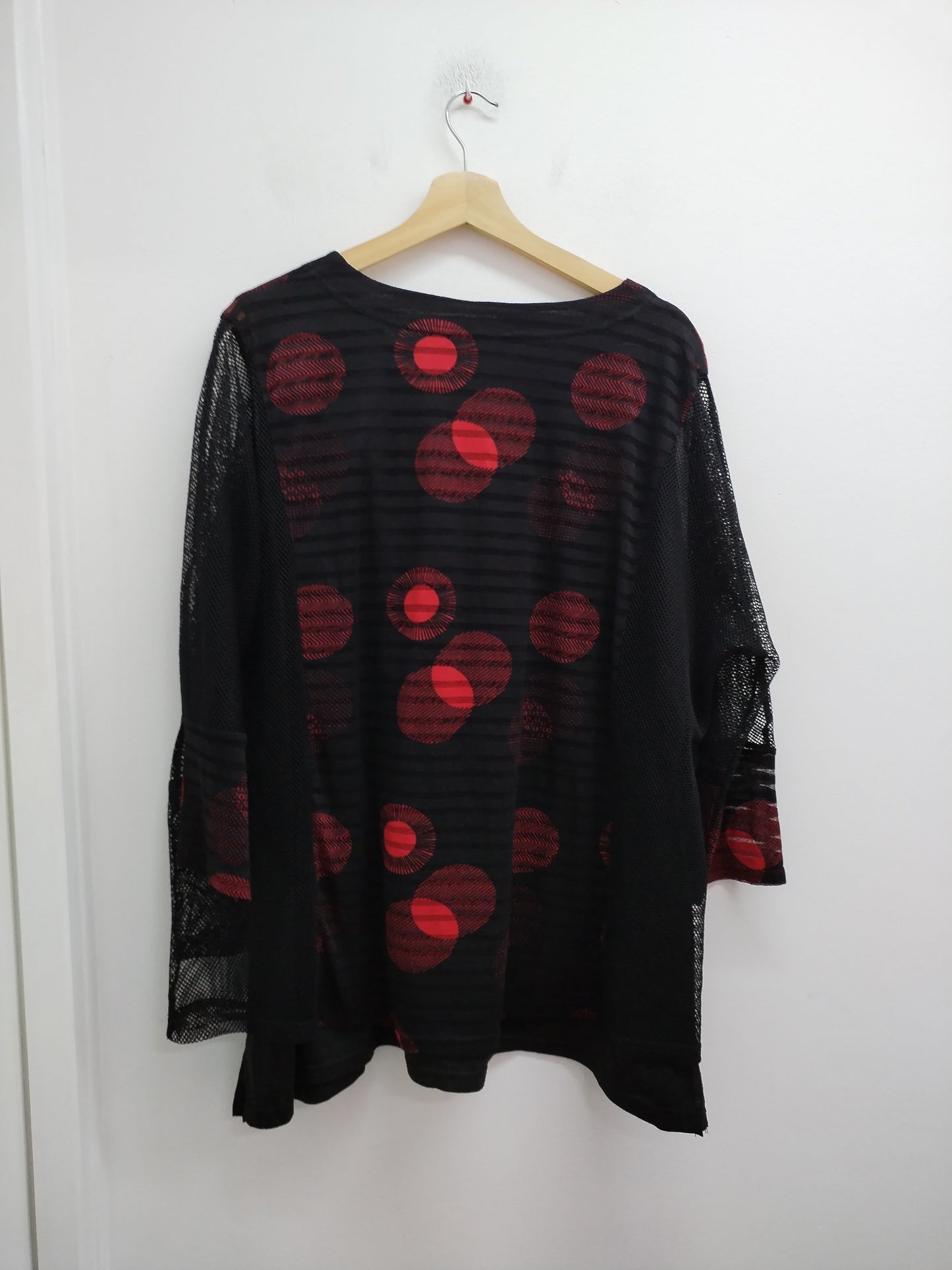 Tunique manches longues en résille Purplerose noire et rouge Taille 2XL