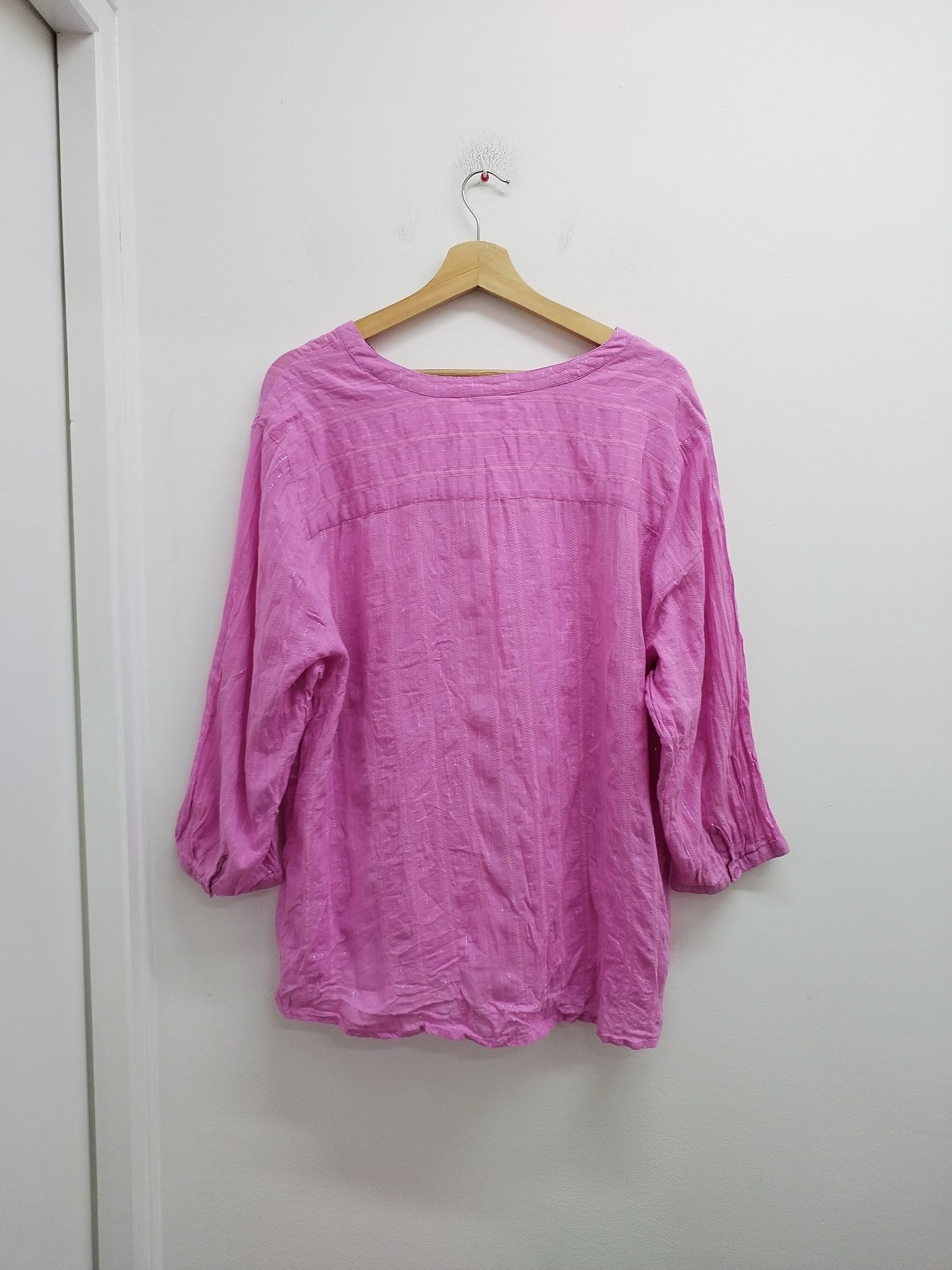Tunique manches 3/4 Damart rose avec fils argentés Taille 50
