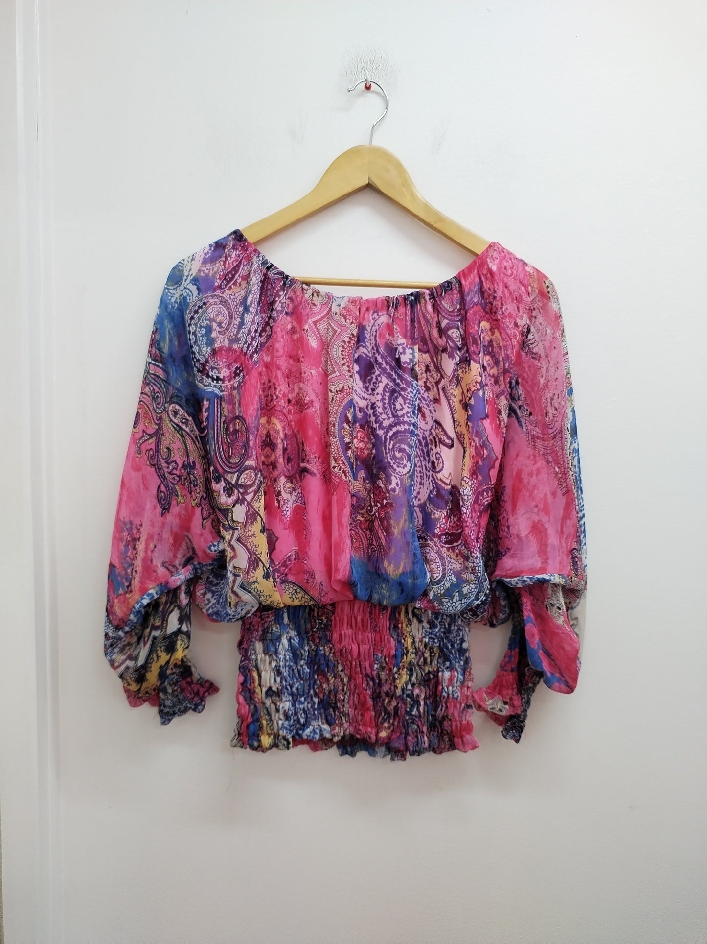 Tunique manches longues Vegas Collection rose à motifs Taille S/M