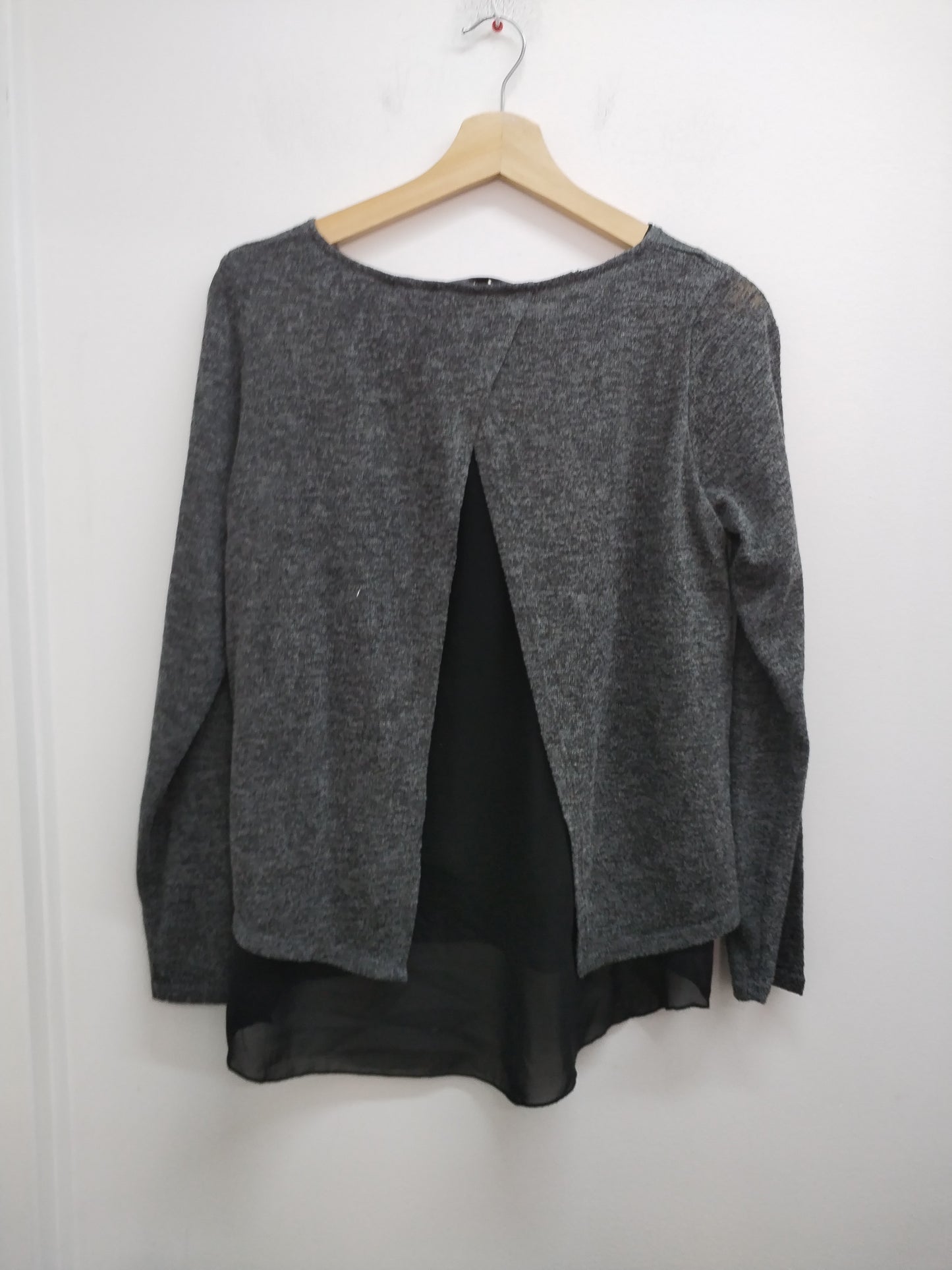 Pull fin avec voile Cache-Cache gris et noir - Taille M
