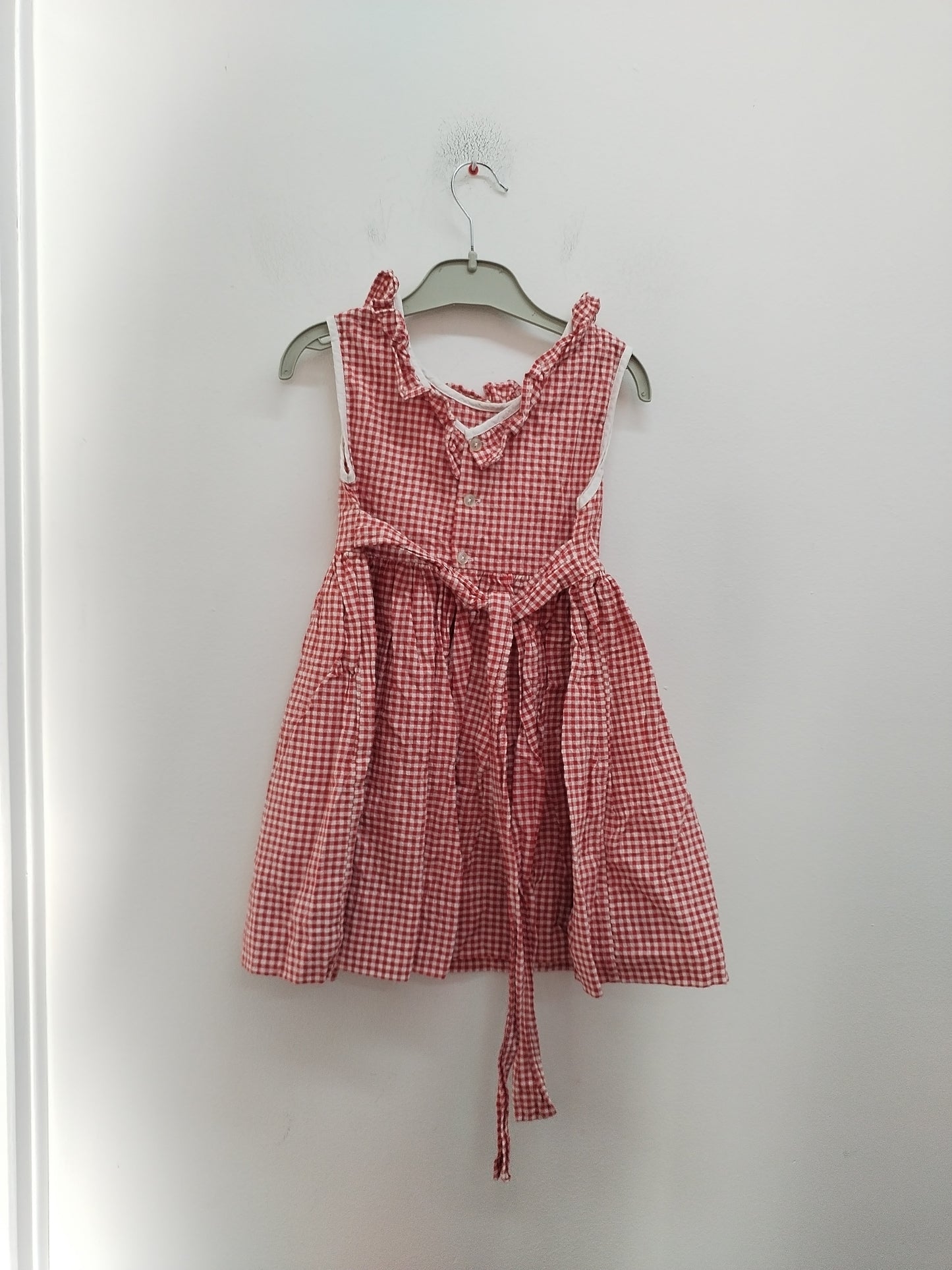 Robe sans manche Natalys rouge et blanche à carreaux Taille 4 Ans
