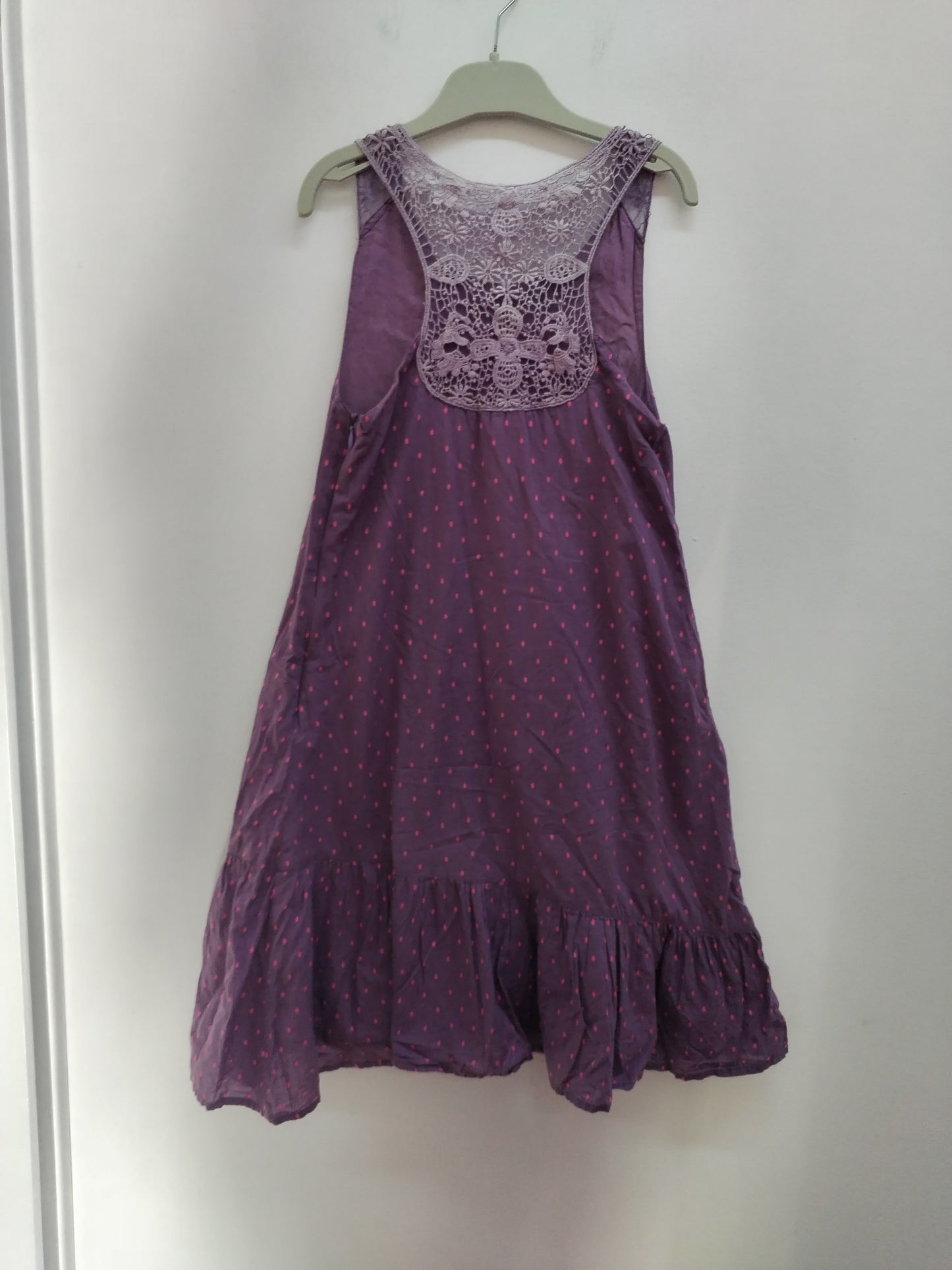 Robe sans manches Orchestra violette à pois roses Taille 10 Ans