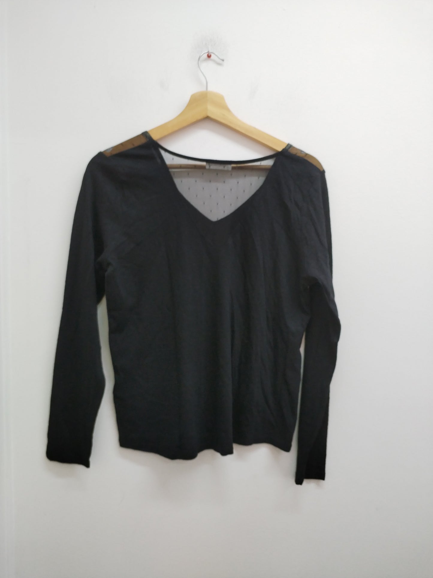 T-shirt manches longues Cache-Cache noir avec dentelle Taille M