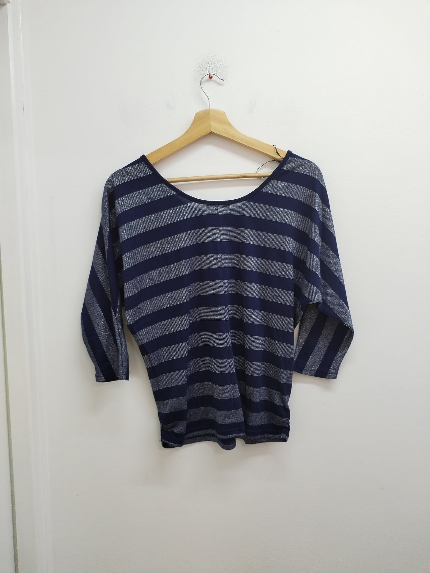 Tunique manches 3/4 Bréal marine et argent rayée Taille M