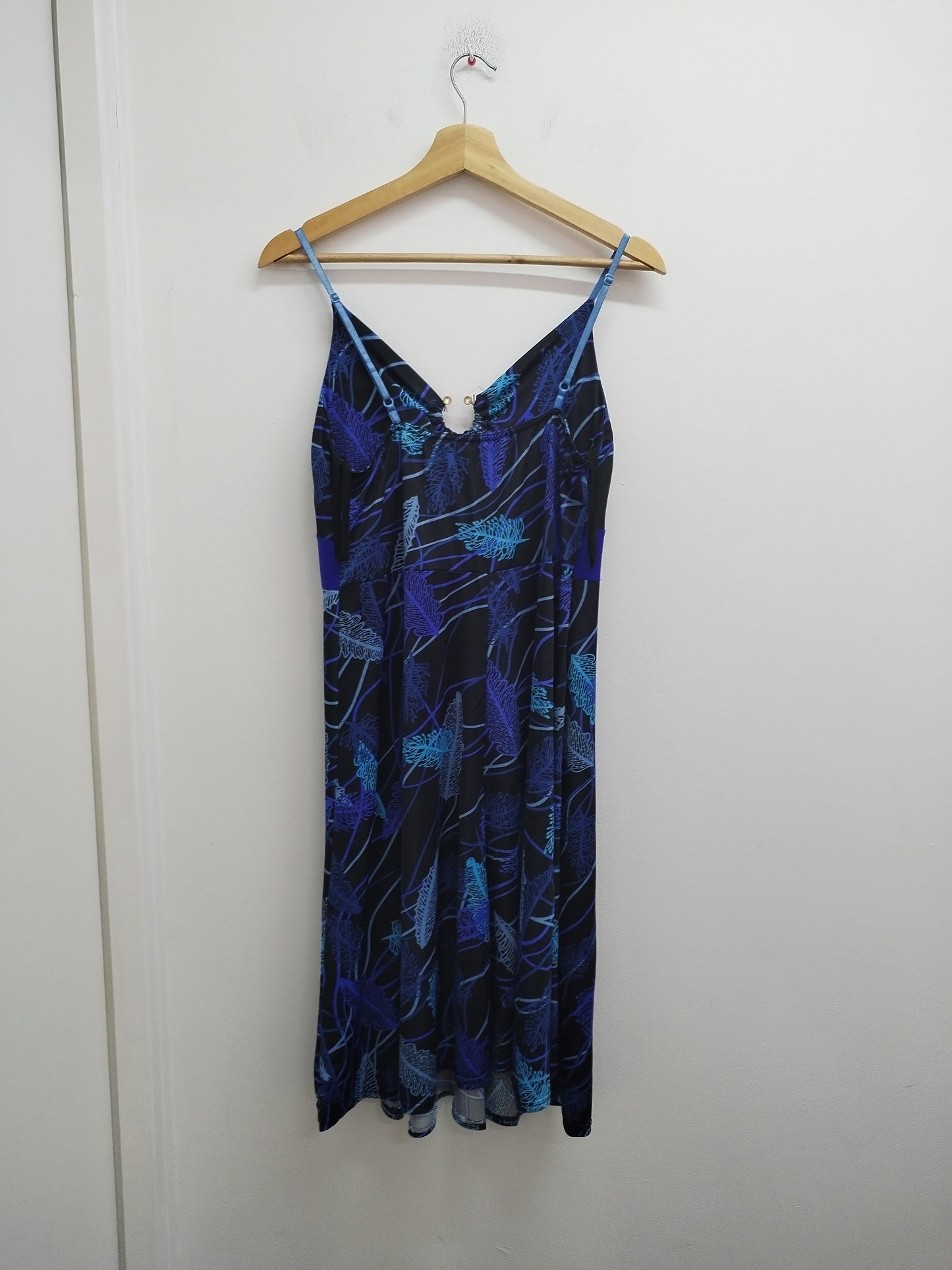 Robe à bretelles bleue et noire à motifs Taille L