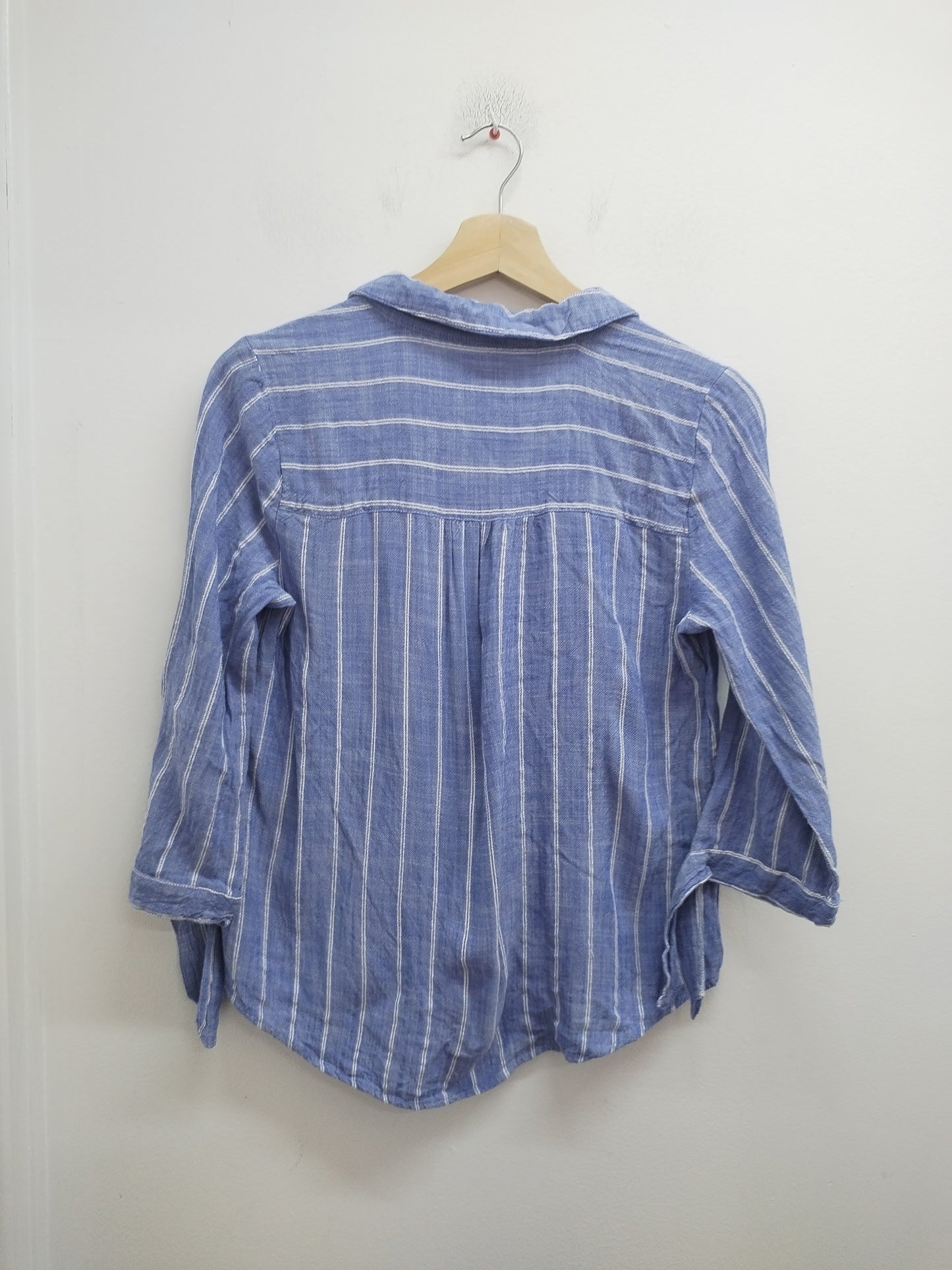 Chemise manches 3/4 Cache-Cache bleue et blanche rayée Taille S