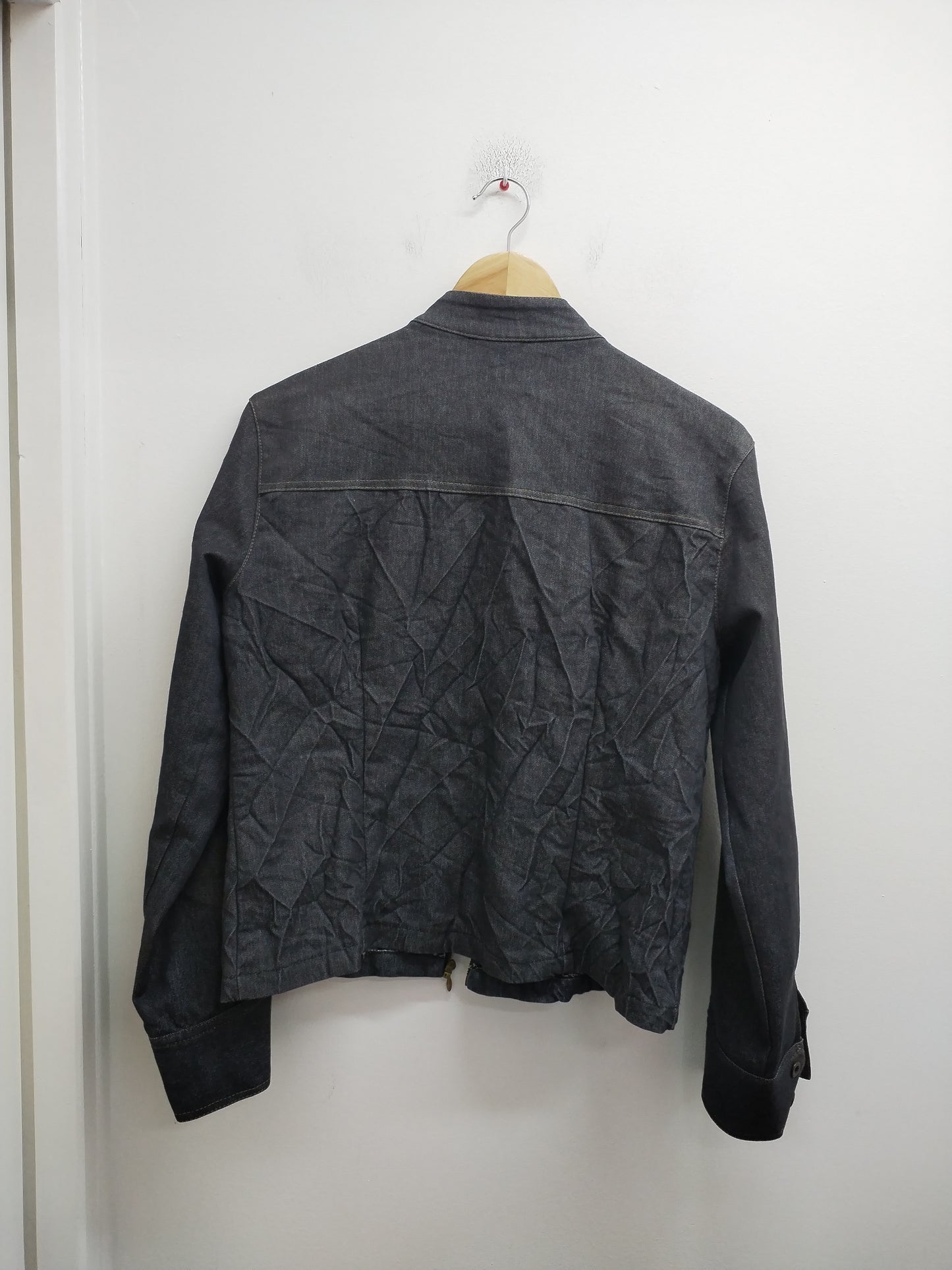 Veste en jeans Femmes, je vous aime effet froissé grise foncée Taille L