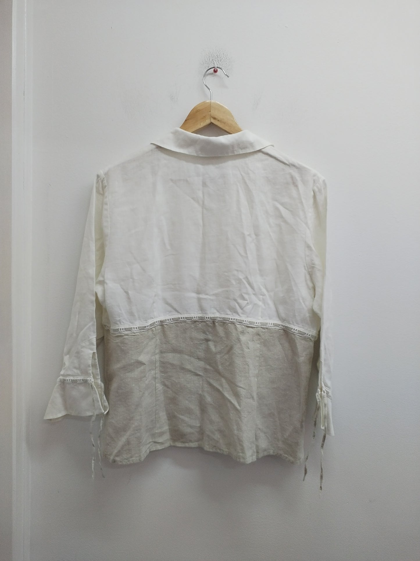 Chemise manches 3/4 Affinités by Armand Thiery blanche et beige Taille L