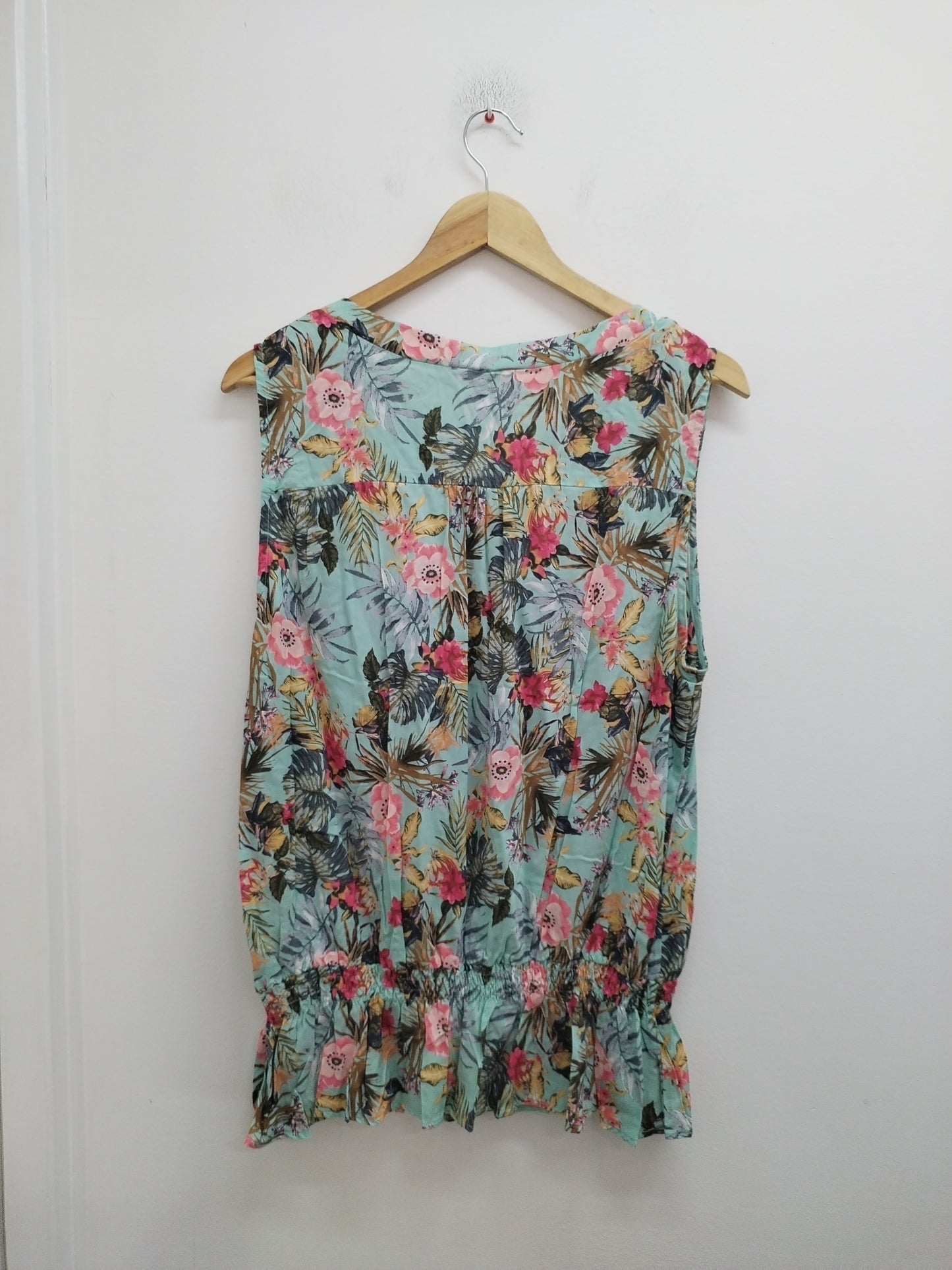 Tunique sans manches turquoise fleurie Taille XL