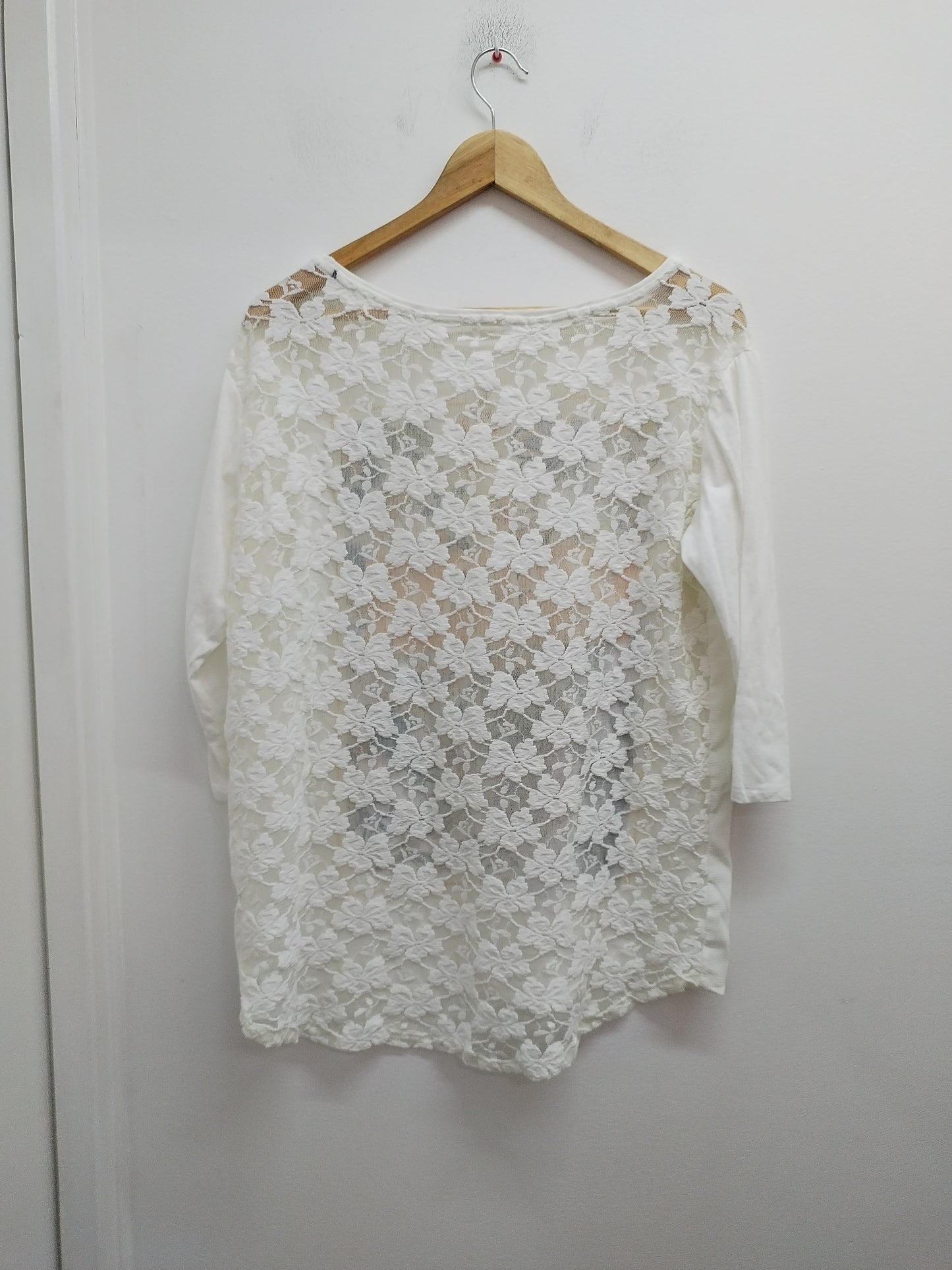 Tunique manches 3/4 Esprit blanc cassé avec dentelle et impression Taille XL