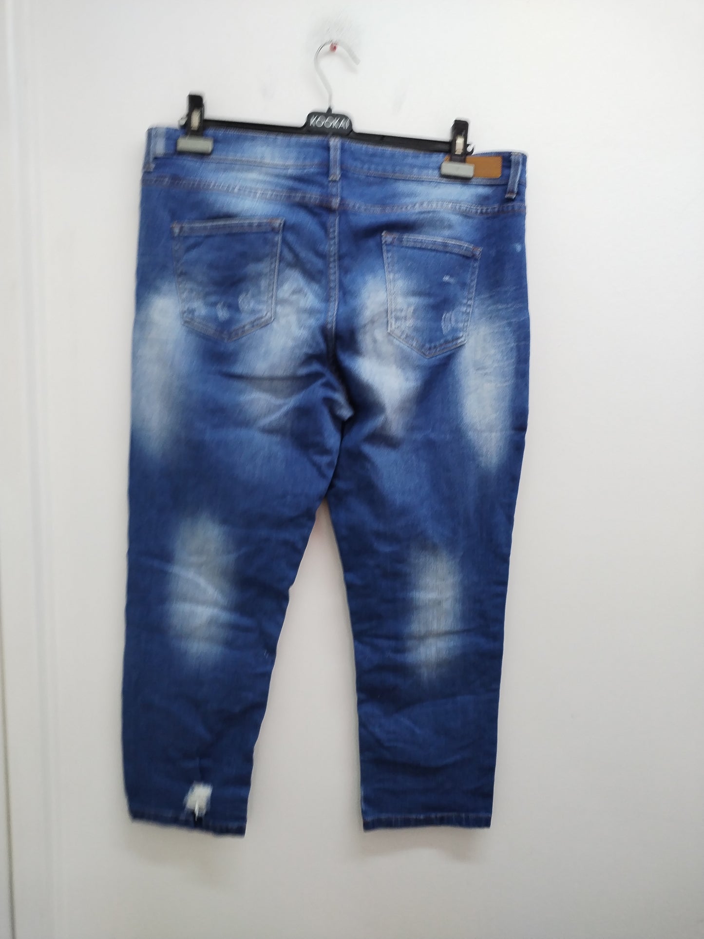 Pantacourt en jeans Naf-Naf bleu avec "usure" Taille 48