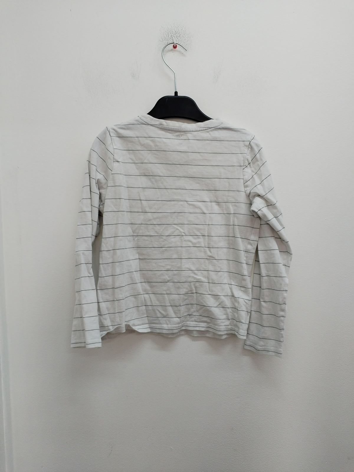 T-shirt manches longues Kiabi blanc rayé avec impression Taille 8 Ans