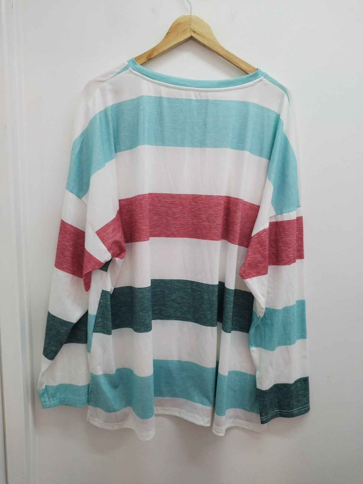 T-shirt manches longues rayé blanc, rouge, bleu et vert Taille 5XL