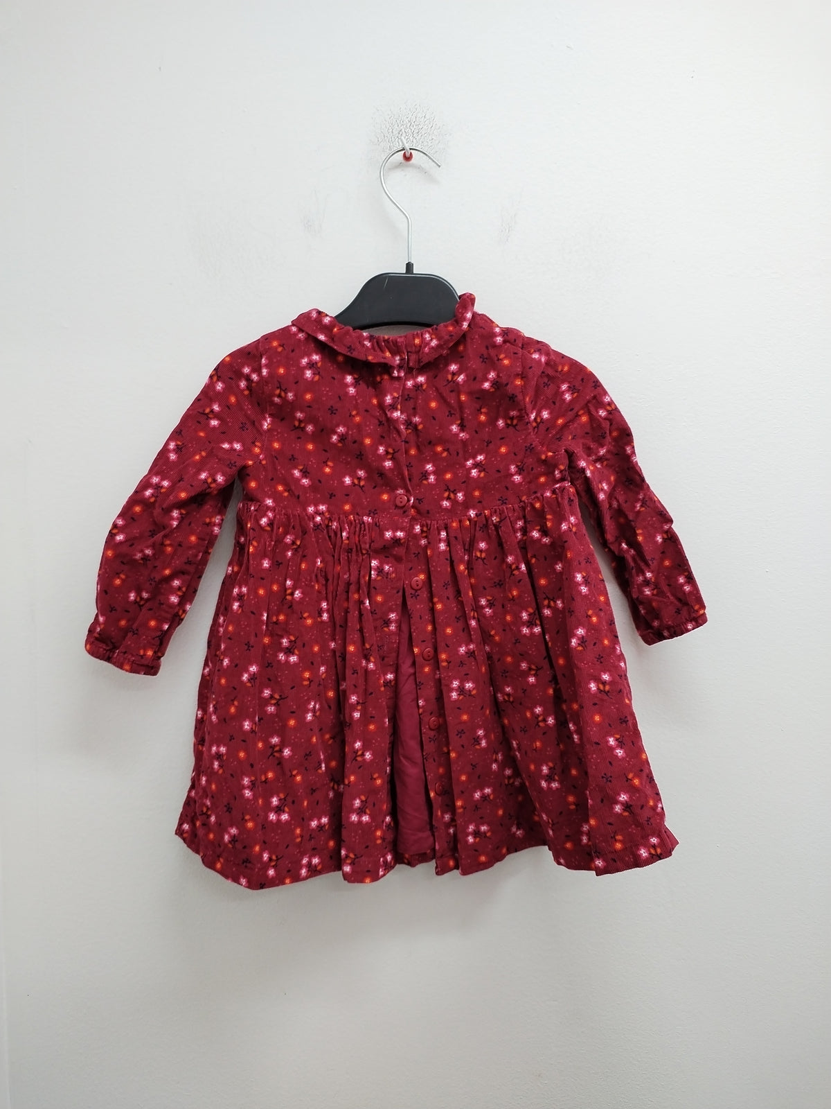 Robe manches longues en velours DPAM bordeaux fleurie Taille 24 Mois