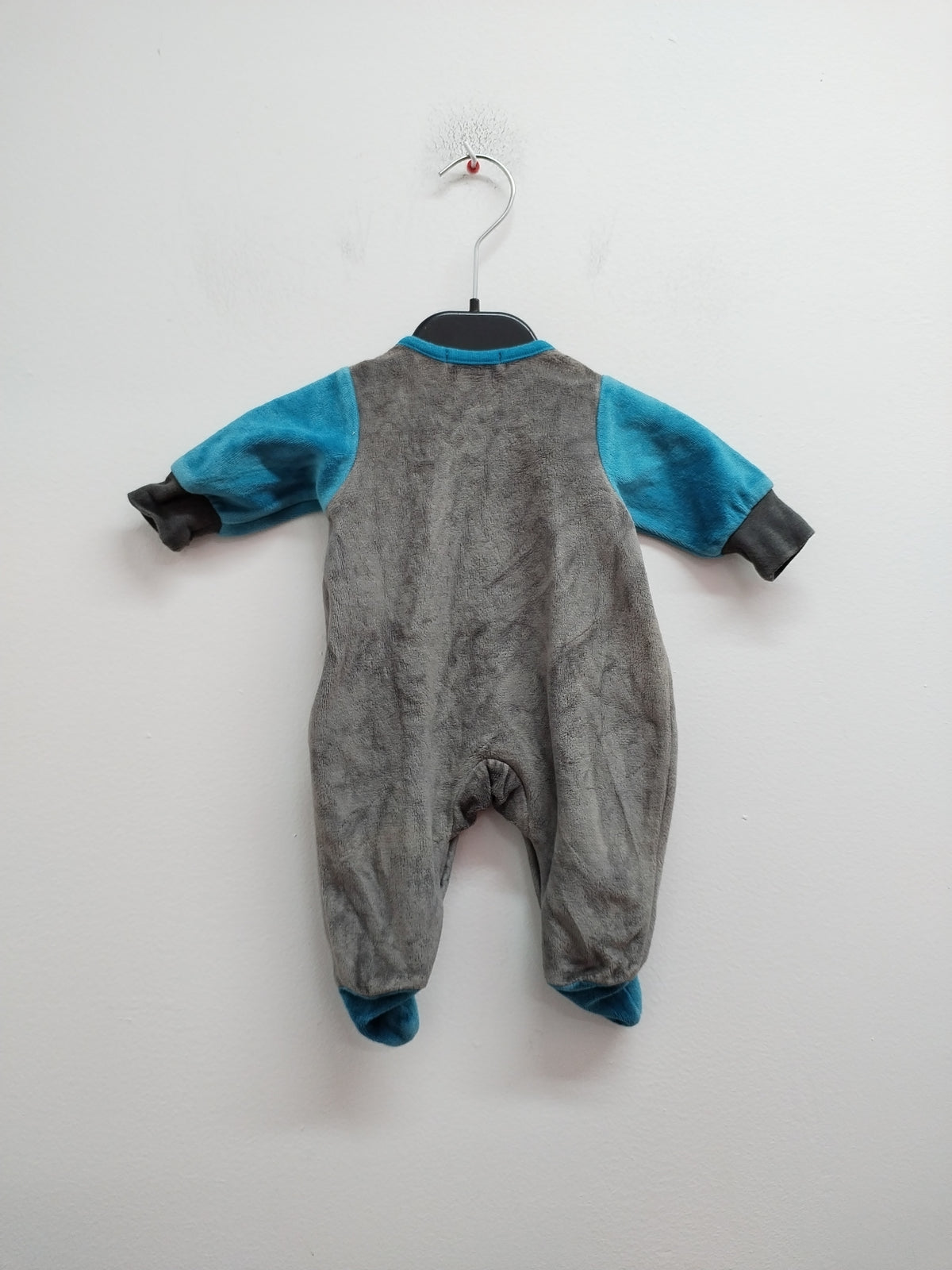 Pyjama velours Orchestra gris et bleu avec broderie Taille Naissance